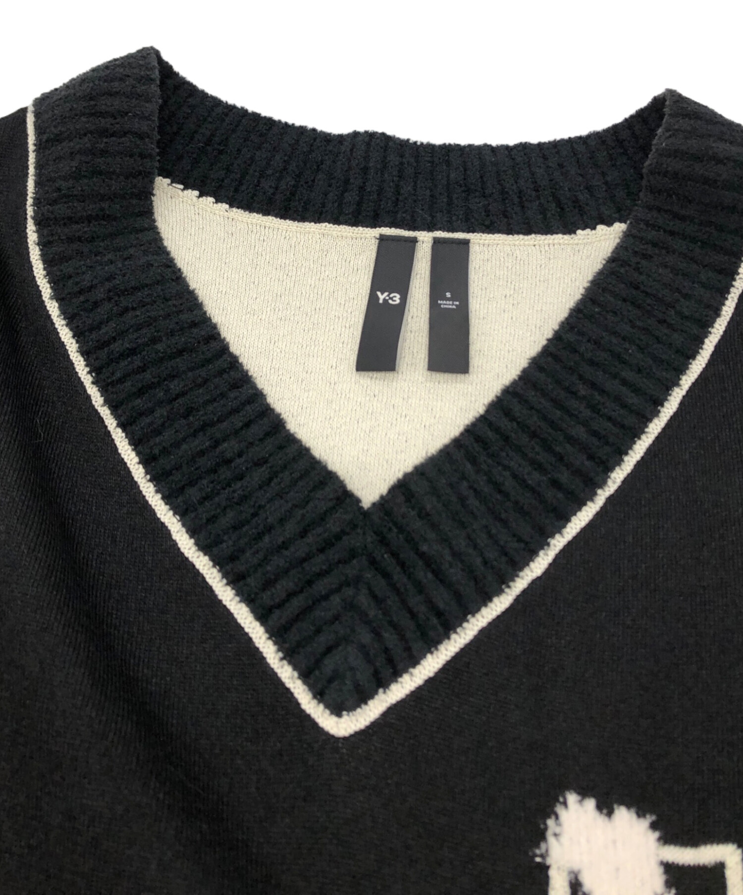 中古・古着通販】Y-3 (ワイスリー) LOGO KNIT VEST ブラック サイズ:S