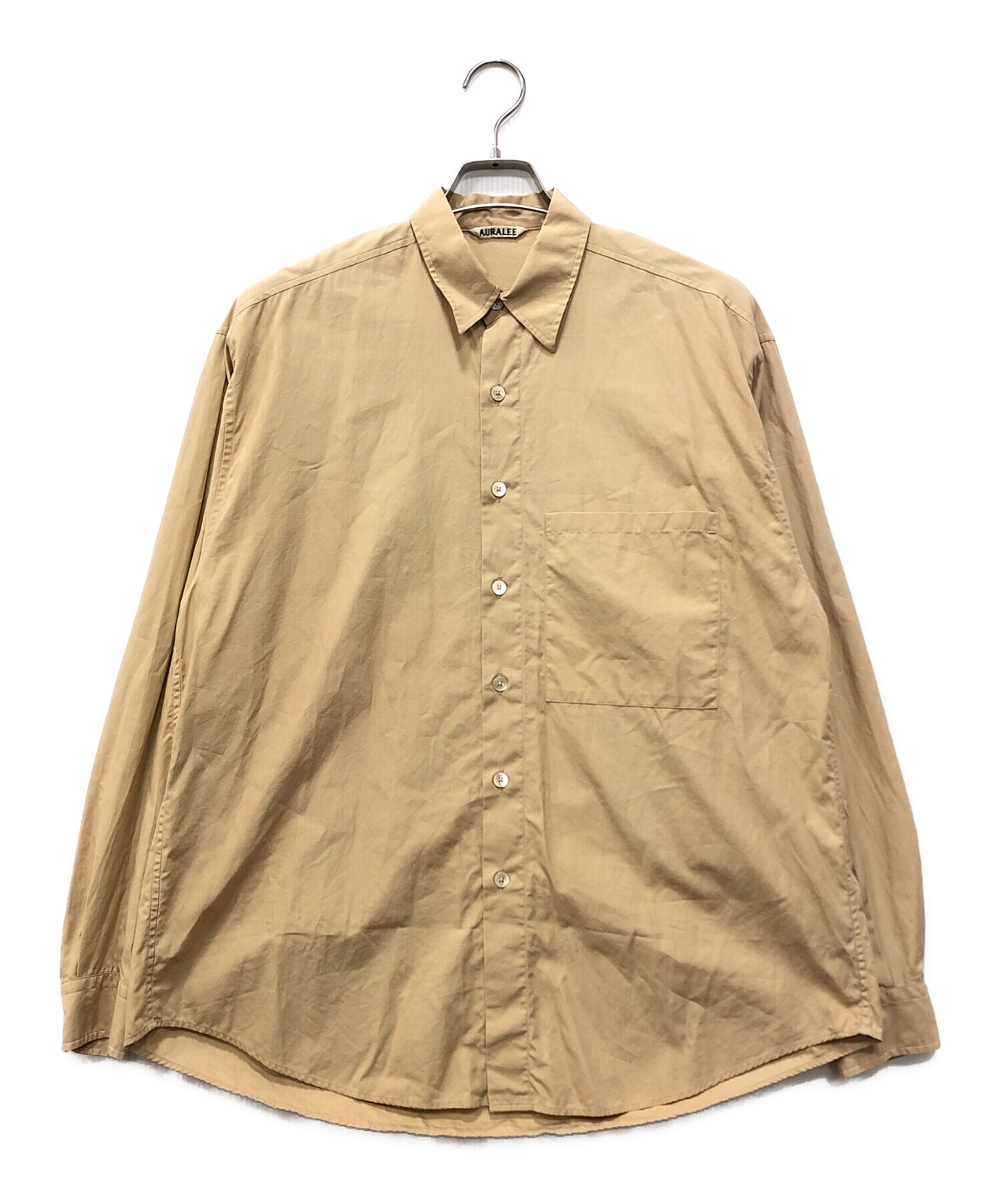 AURALEE ベージュ シャツ サイズ4 中古・古着通販】AURALEE (オーラリー) WASHED FINX TWILL BIG SHIRT