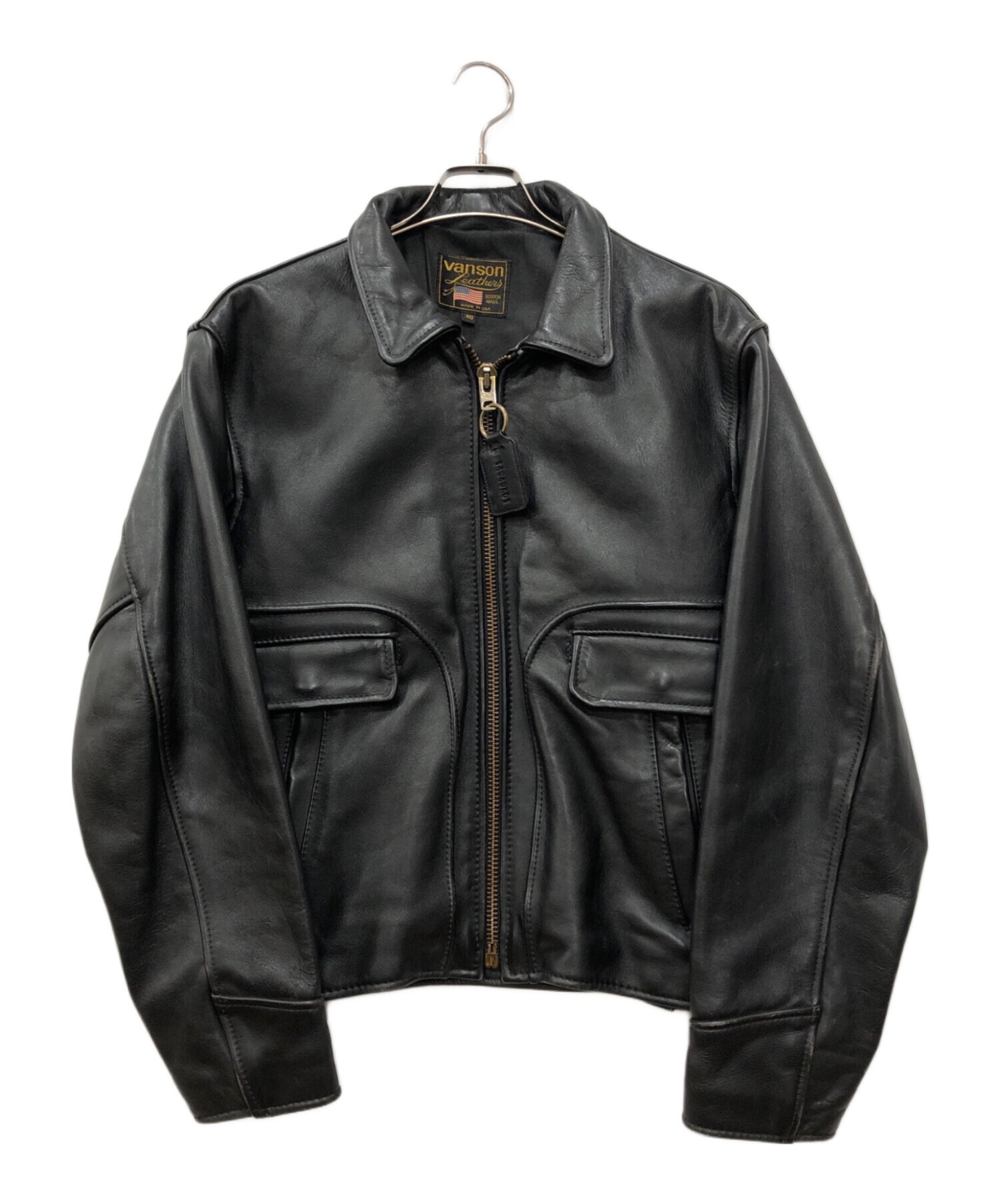 中古・古着通販】VANSON (バンソン) 襟付シングルライダースジャケット