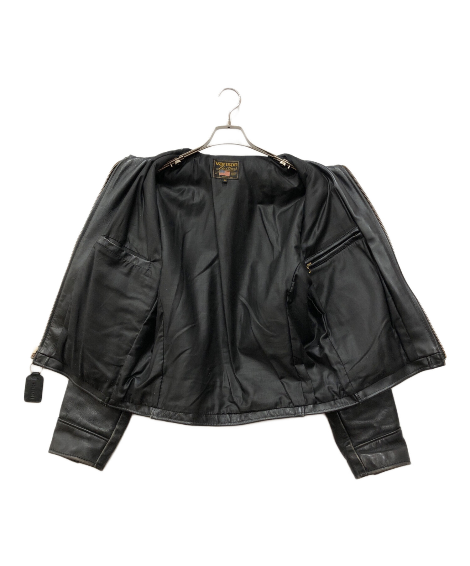 中古・古着通販】VANSON (バンソン) 襟付シングルライダースジャケット