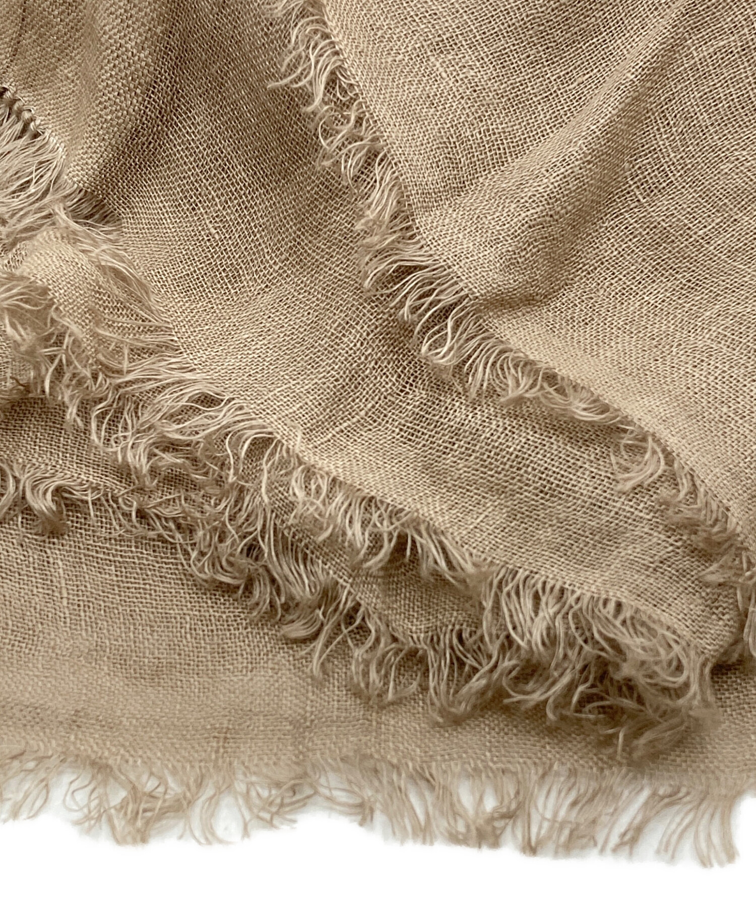 【新品同様】メゾンドバカンス 大判ストール リネン100% 軽量 ベージュ MAISON DE VACANCES/メゾン ド バカンス】 STOLE（ストール）｜L
