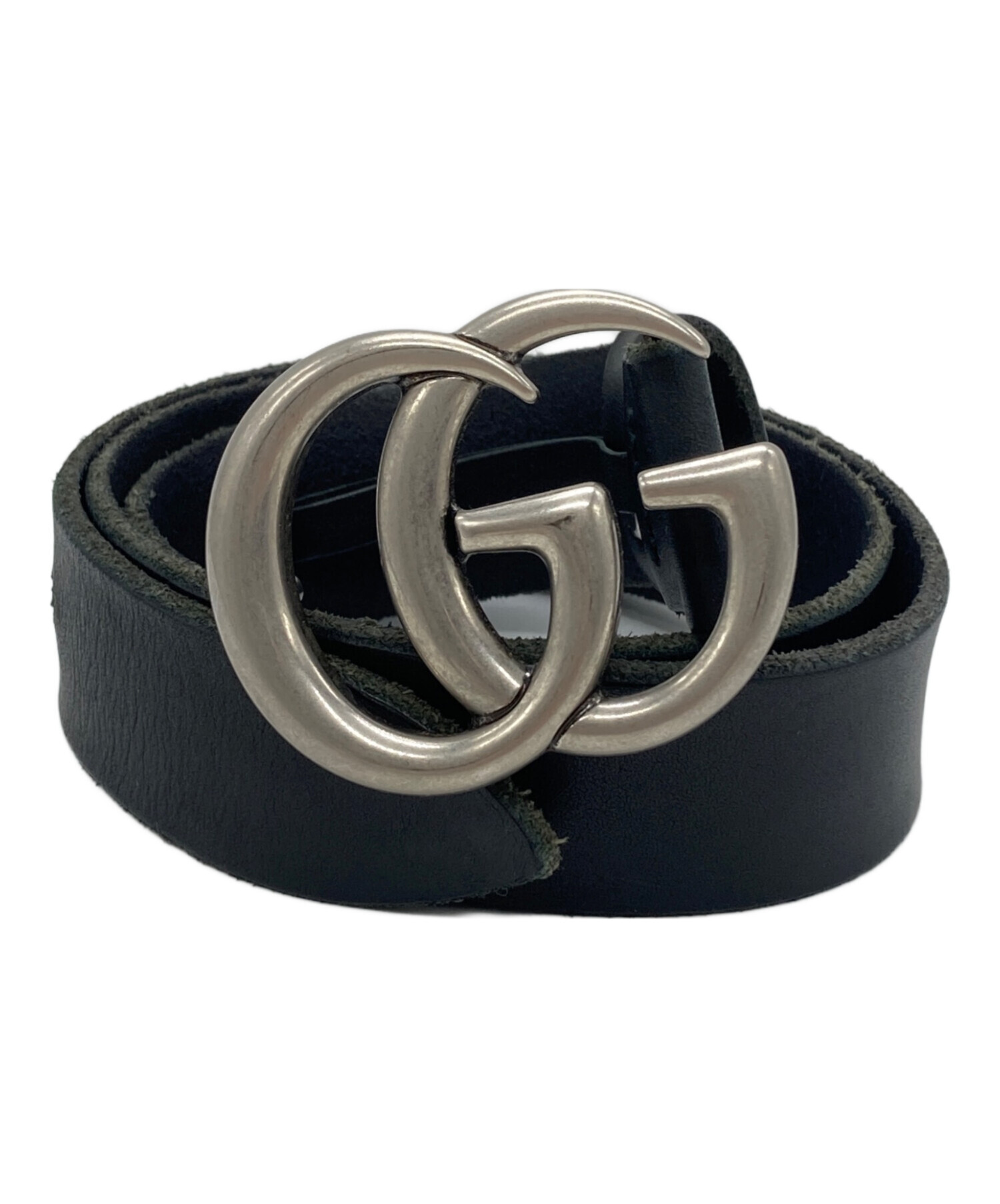 中古・古着通販】GUCCI (グッチ) GGマーモント レザーベルト ブラック 