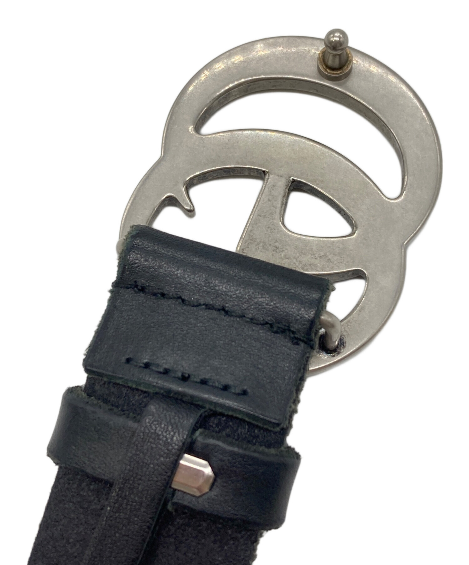 中古・古着通販】GUCCI (グッチ) GGマーモント レザーベルト ブラック 