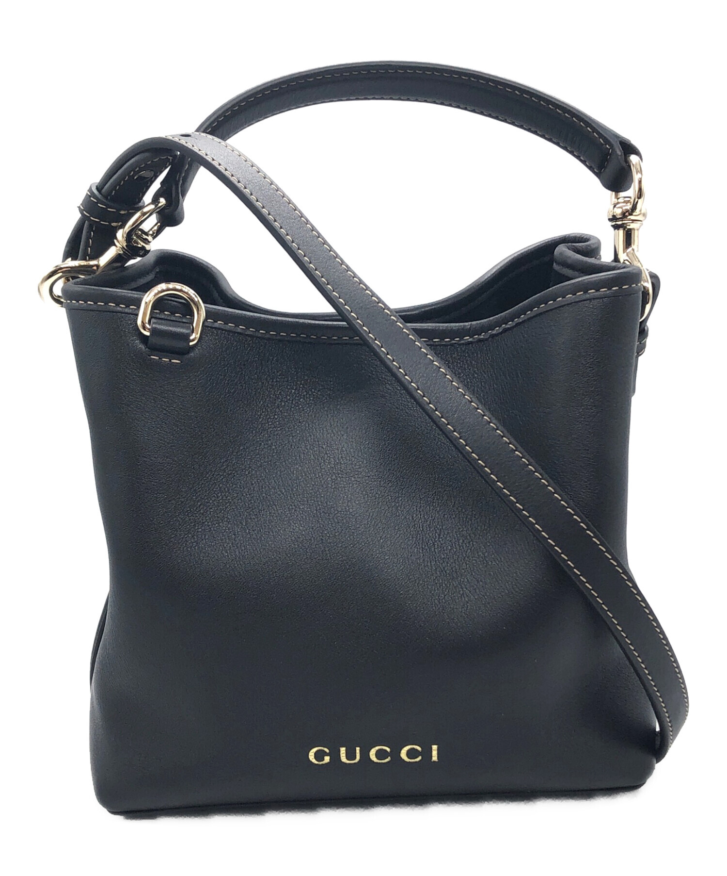 中古・古着通販】GUCCI (グッチ) スモールバケットバッグ ブラック 