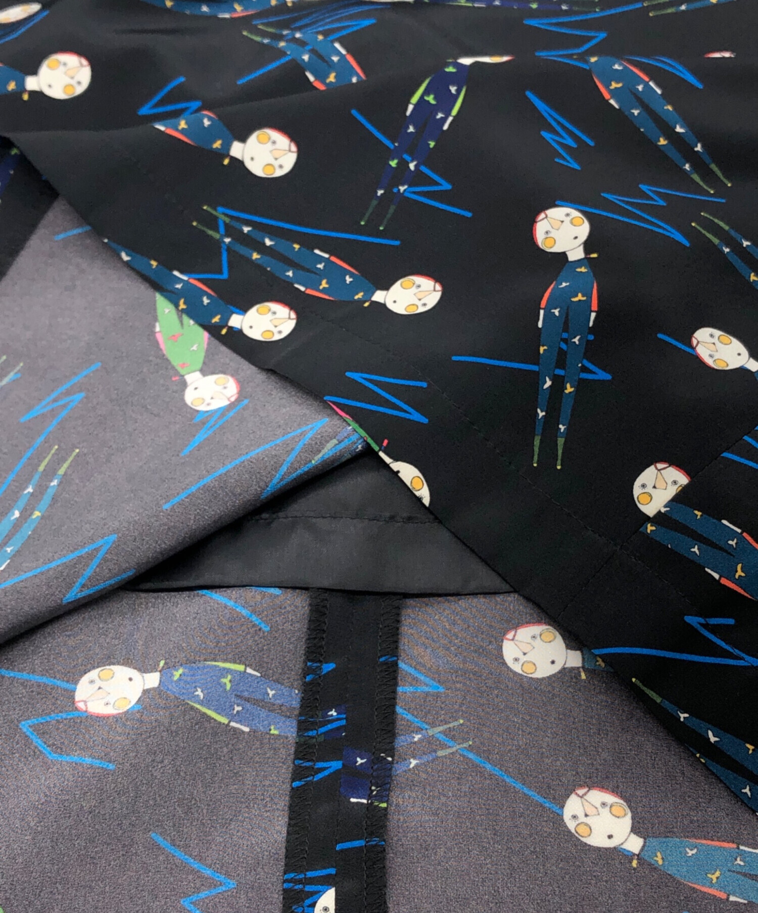 中古・古着通販】mannine (マンナイン) 総柄ワンピース ブラック