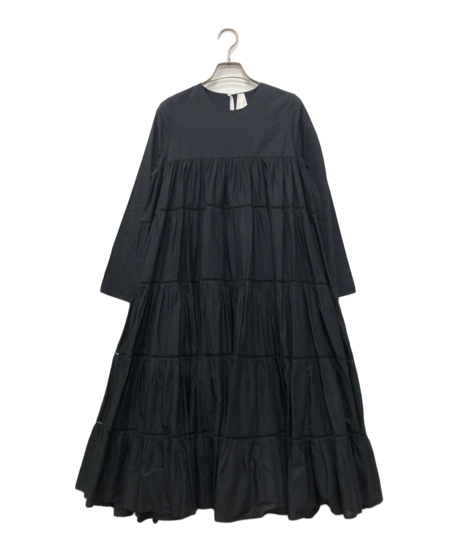 Merlette ブラック ティアードドレス 長袖 中古・古着通販】Merlette (マーレット) ESSAOUIRA コットンティアード