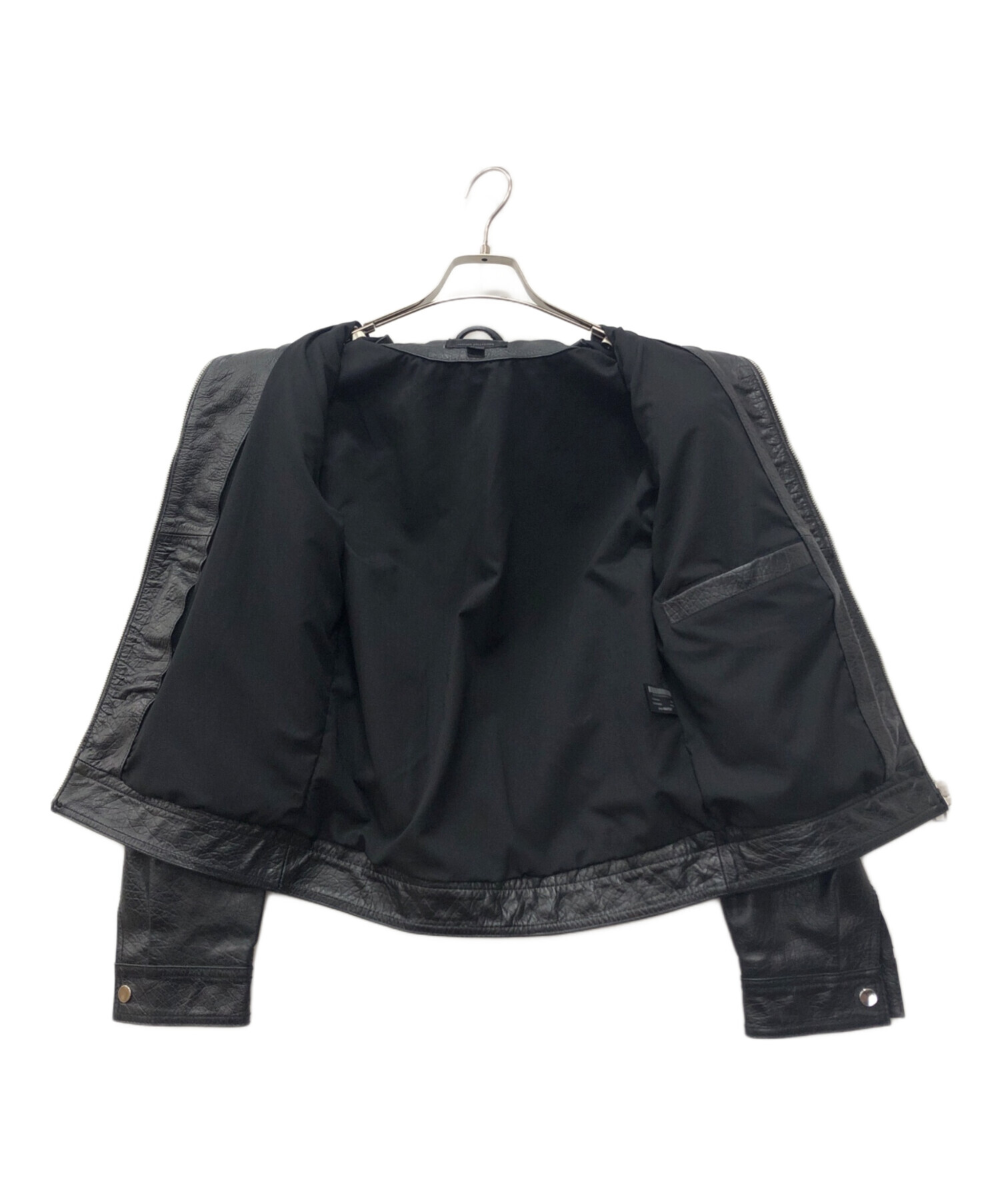 ZARA スタッズ付きブラックジャケット M ZARA］スタッズ付きレザー リラックスフィットジャケット (ZARA/レザー