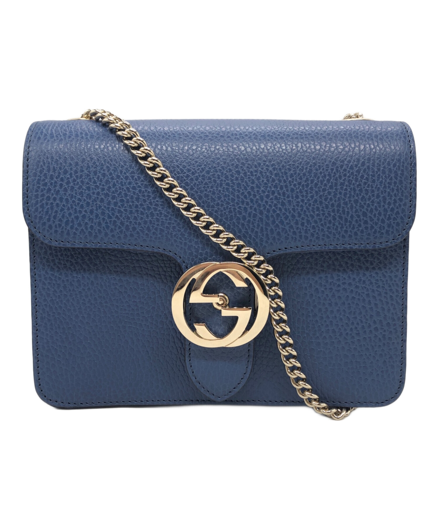 GUCCI グッチ ショルダーバッグ  青 【古着】【中古】【送料無料】 中古・古着通販】GUCCI (グッチ) インターロッキング ショルダー
