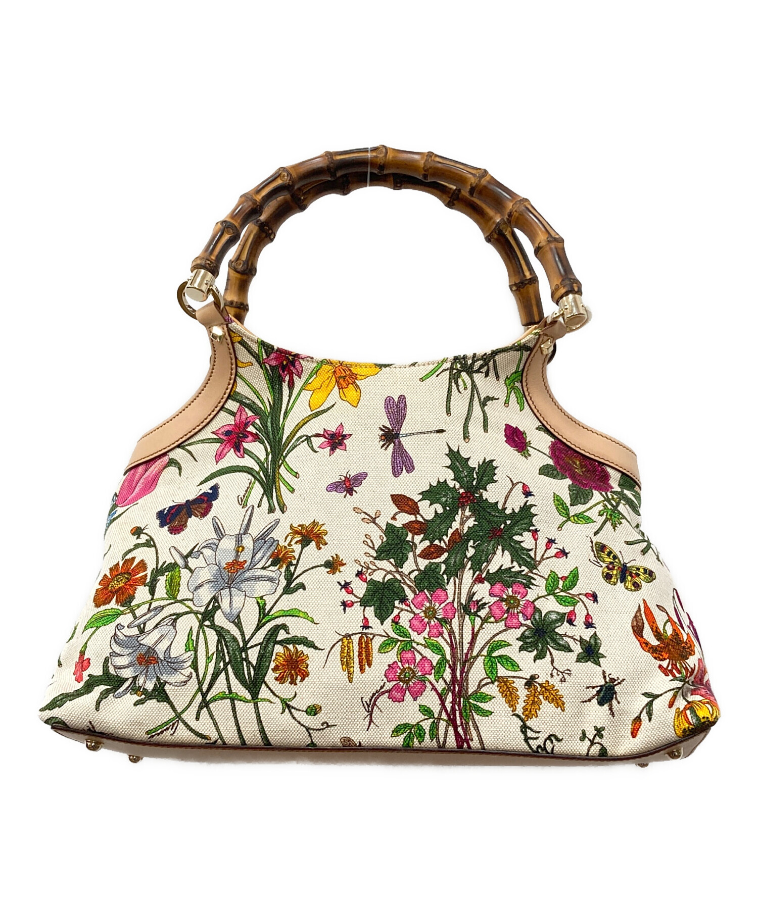 中古・古着通販】GUCCI (グッチ) フローラハンドバッグ ベージュ 