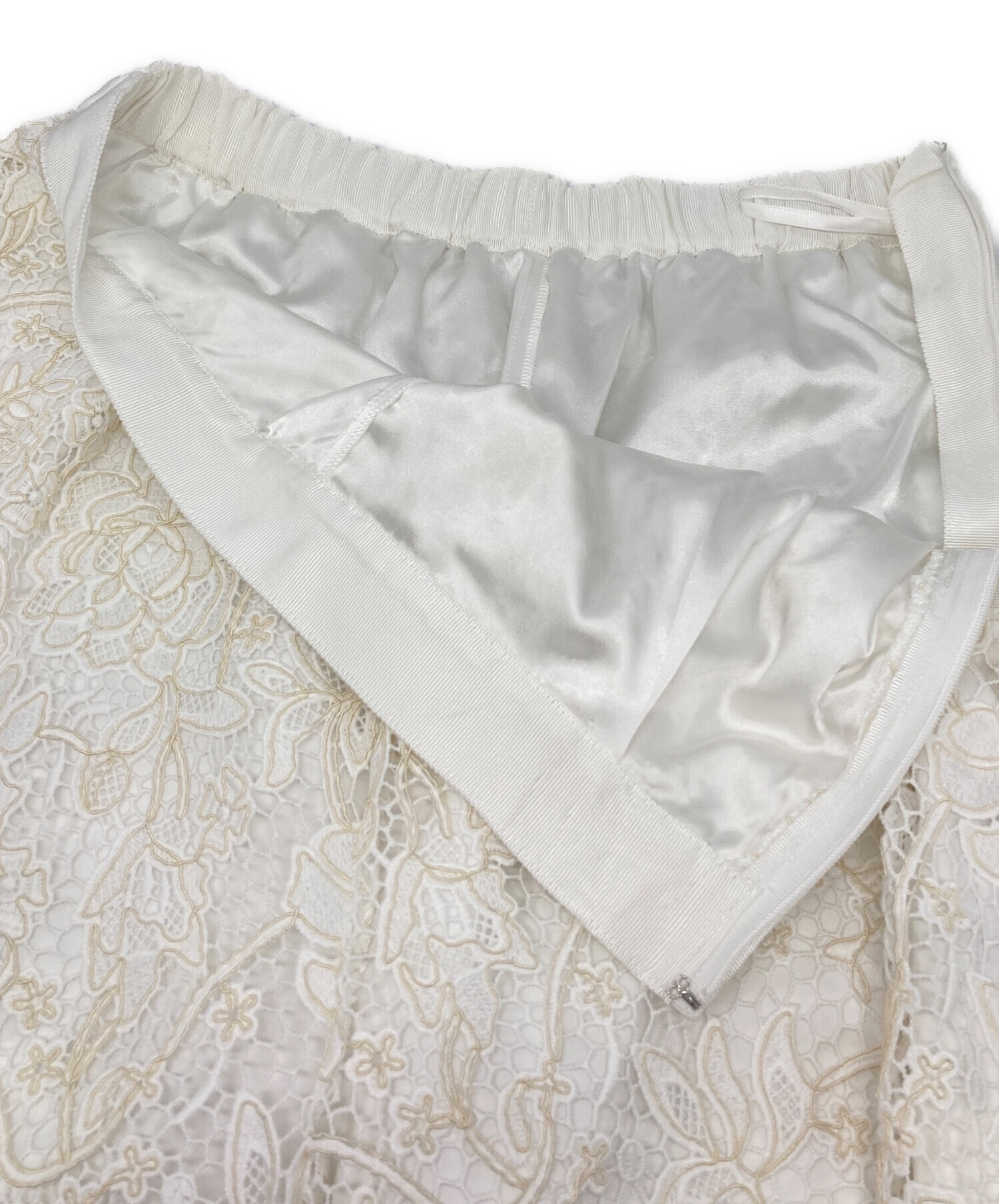 中古・古着通販】ANAYI (アナイ) ケミカルレースタックパンツ ホワイト