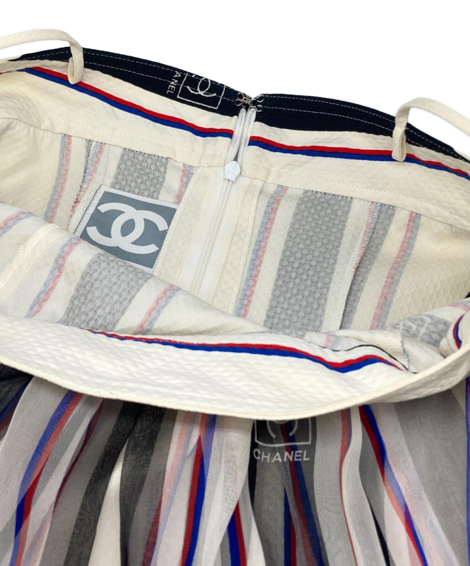 中古・古着通販】CHANEL (シャネル) ストライプシルクキャミソール 