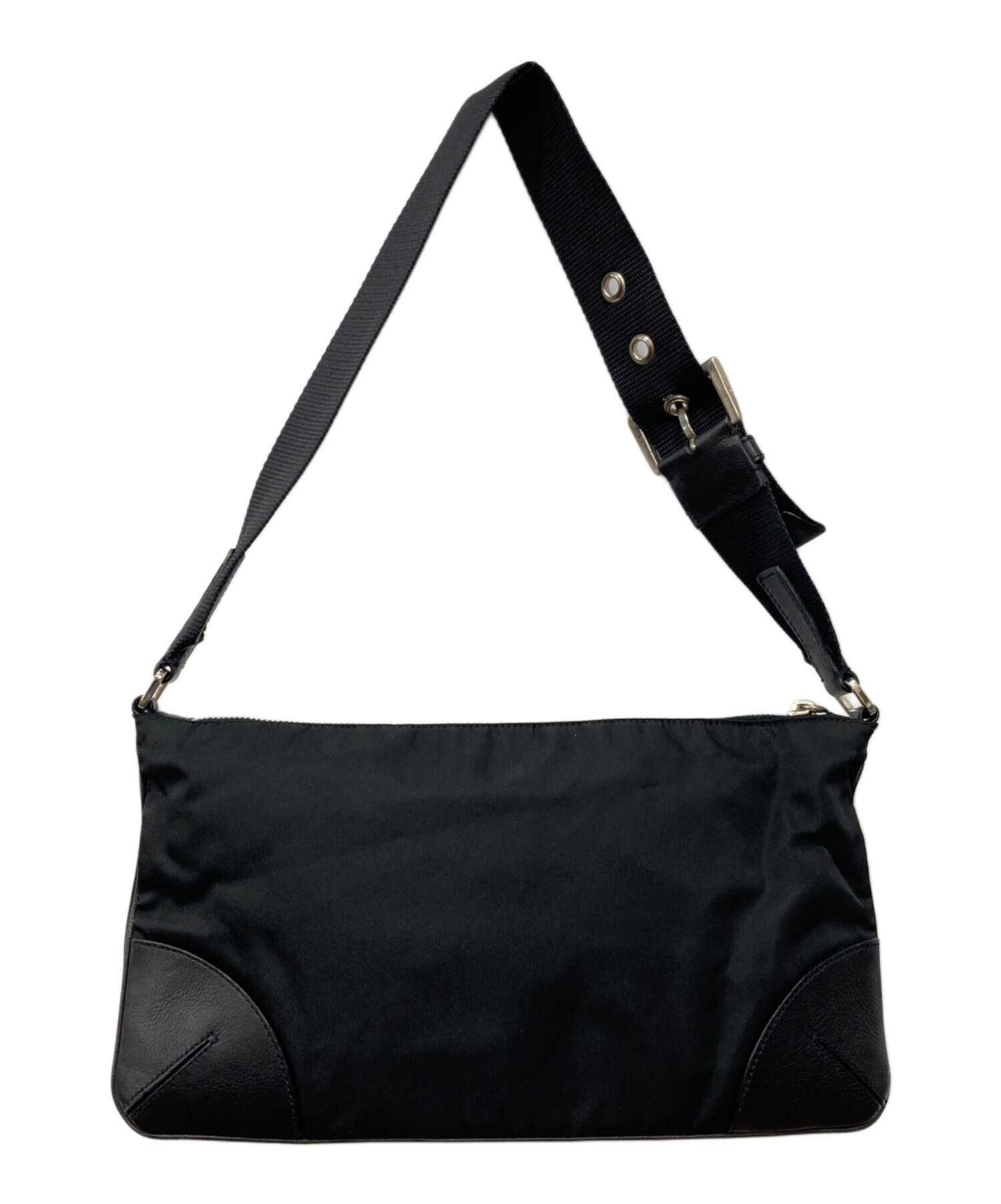 PRADA 三角ロゴ プレート ワンショルダー ショルダーバッグ サテン 中古・古着通販】PRADA (プラダ) 三角ロゴプレートワンショルダー
