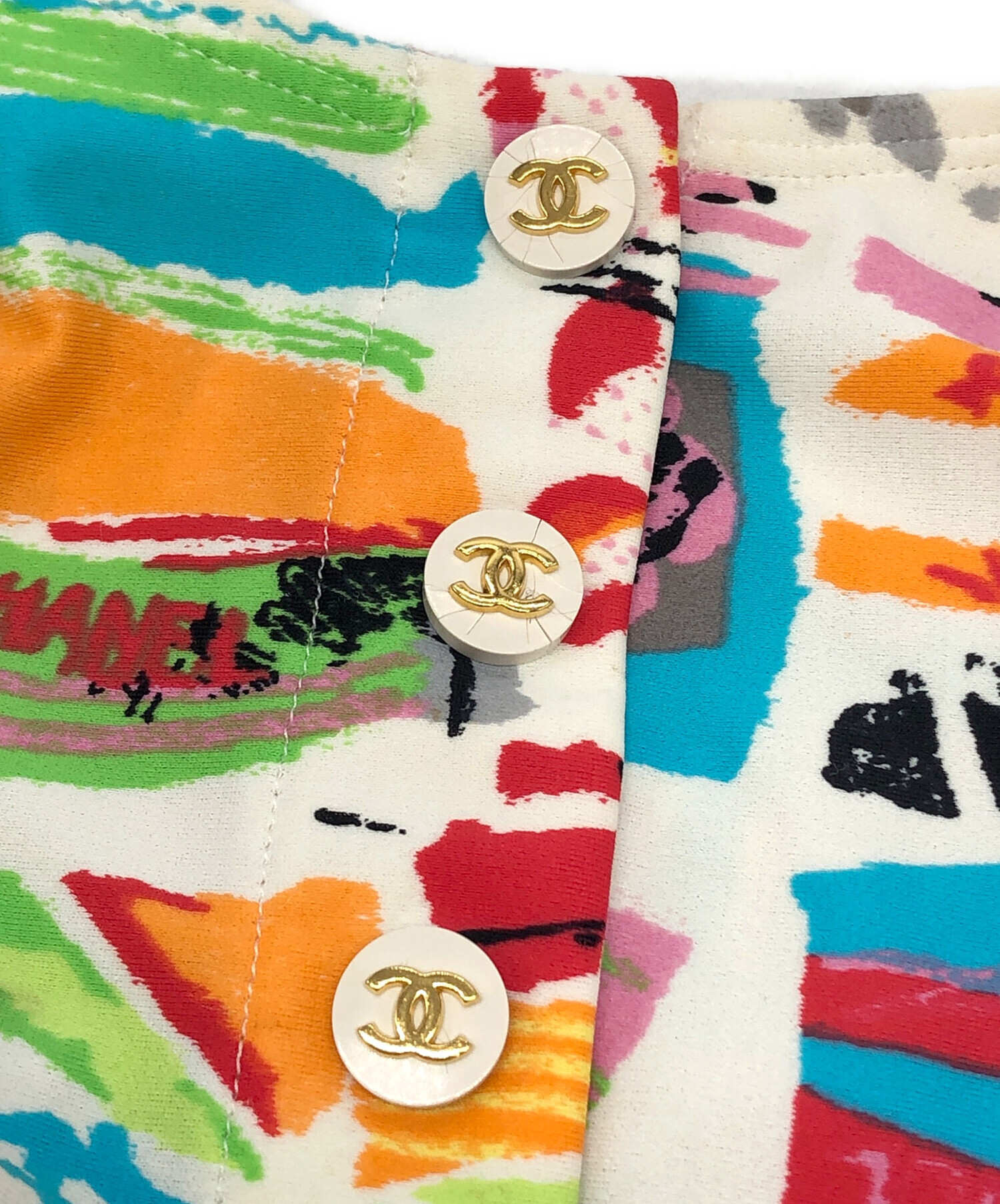 中古・古着通販】CHANEL (シャネル) マイヨ ココマークボタン 総柄