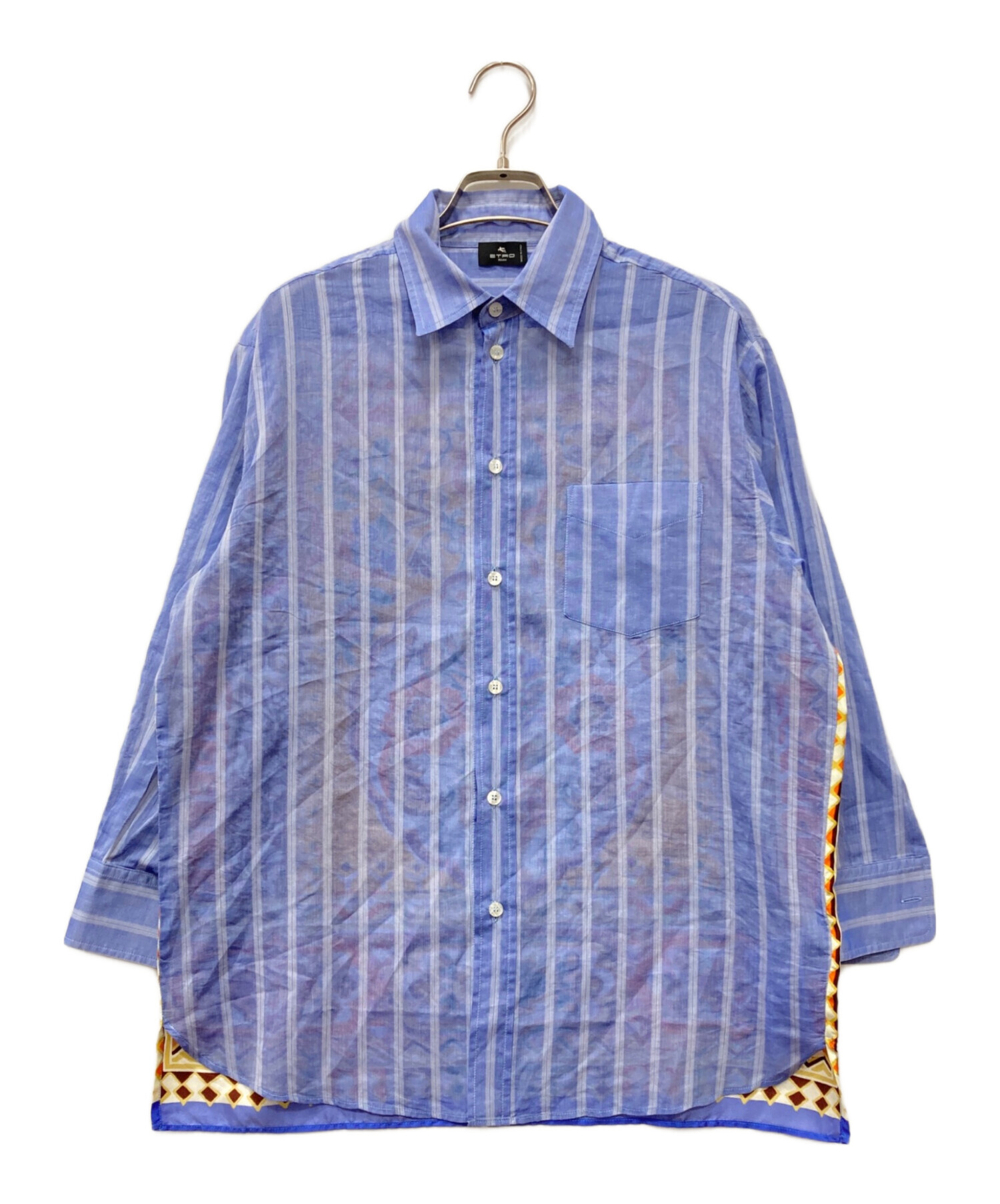 中古・古着通販】ETRO (エトロ) バック切替ストライプシャツ ブルー 
