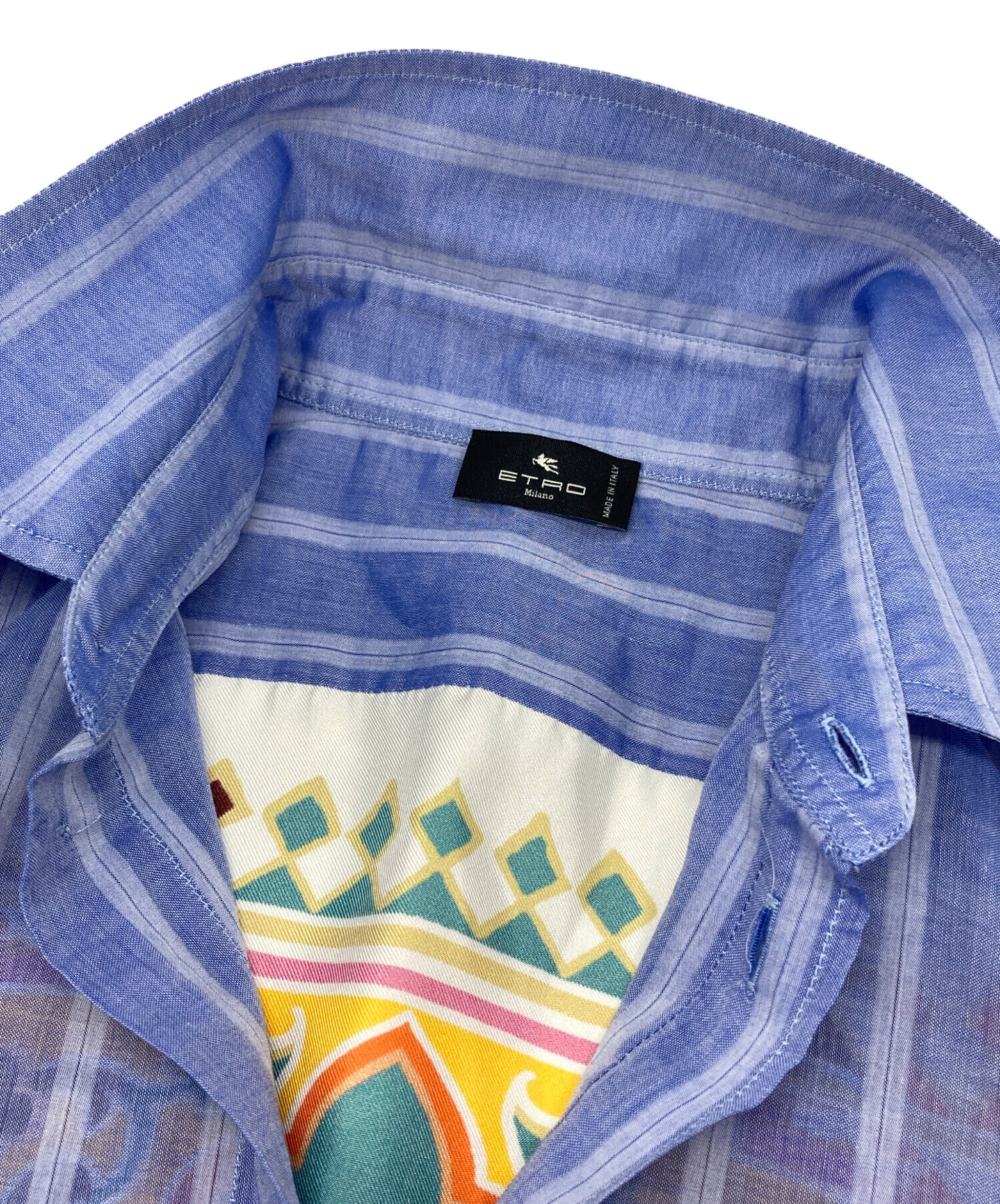 中古・古着通販】ETRO (エトロ) バック切替ストライプシャツ ブルー 