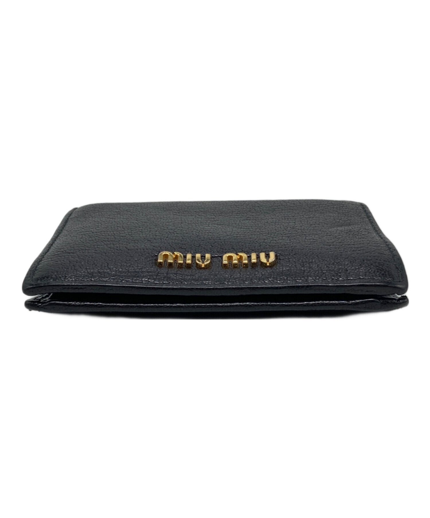 中古・古着通販】MIU MIU (ミュウミュウ) 2つ折り財布 ブラック サイズ