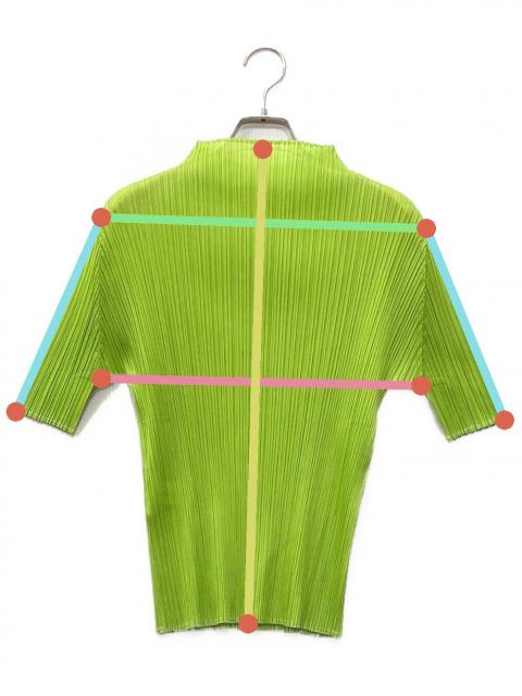 プリーツプリーズ フリンジ デザイン 半袖カットソー トップス 緑 中古・古着通販】PLEATS PLEASE (プリーツプリーズ) プリーツ