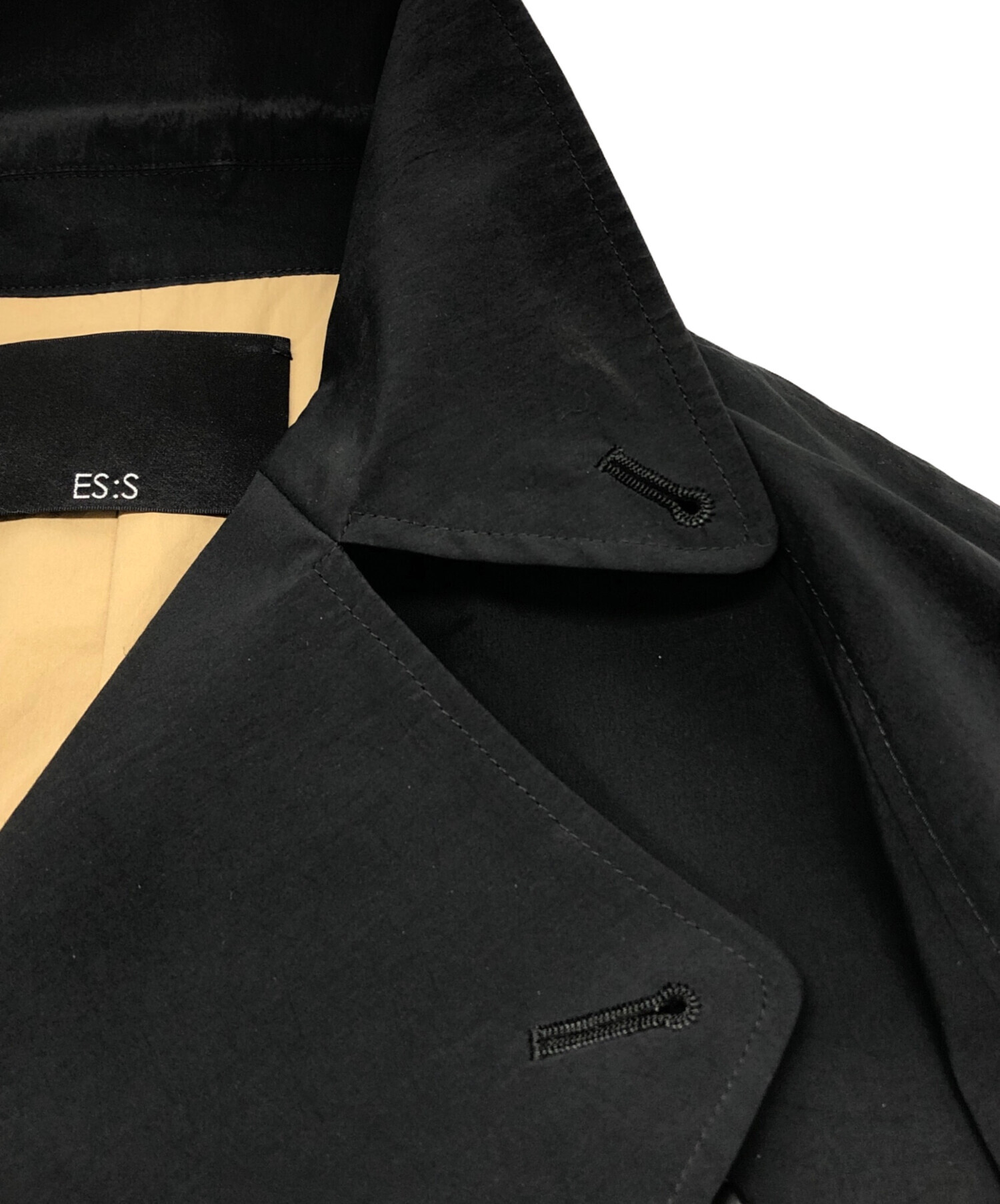 中古・古着通販】ESS (イーエスエス) トレンチコート ブラック サイズ 