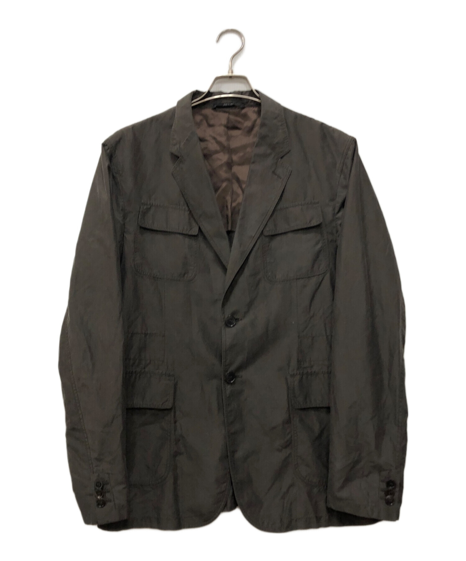 GUCCI グッチ ダークグレー テーラードジャケット ダブル 38 シルク混 中古・古着通販】GUCCI (グッチ) シルク混 2B テーラードジャケット