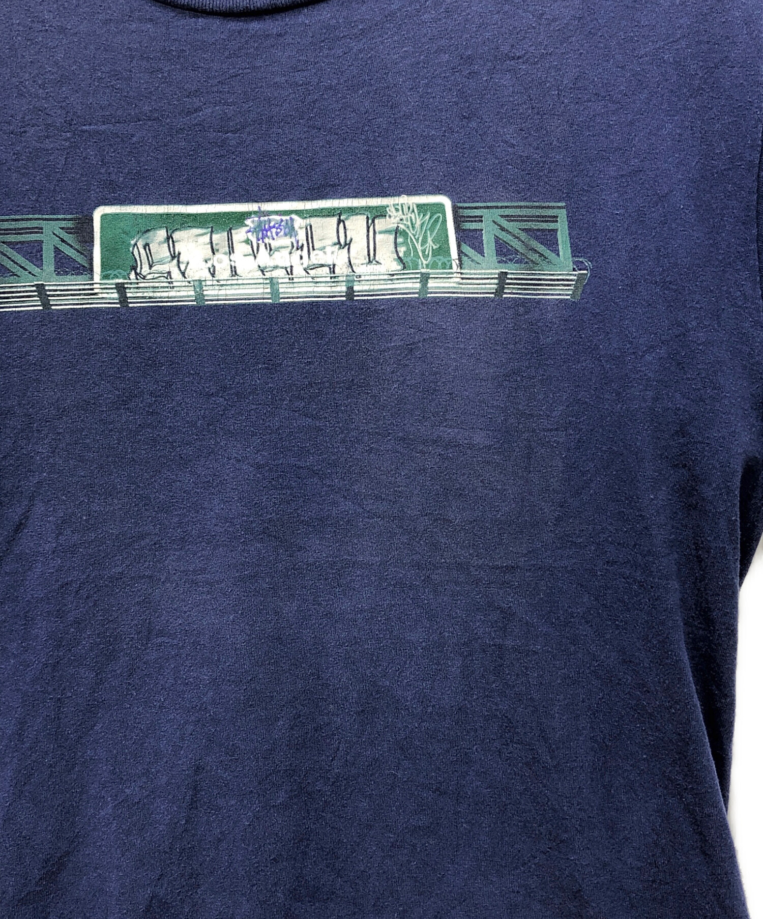 中古・古着通販】stussy (ステューシー) プリントTシャツ ネイビー