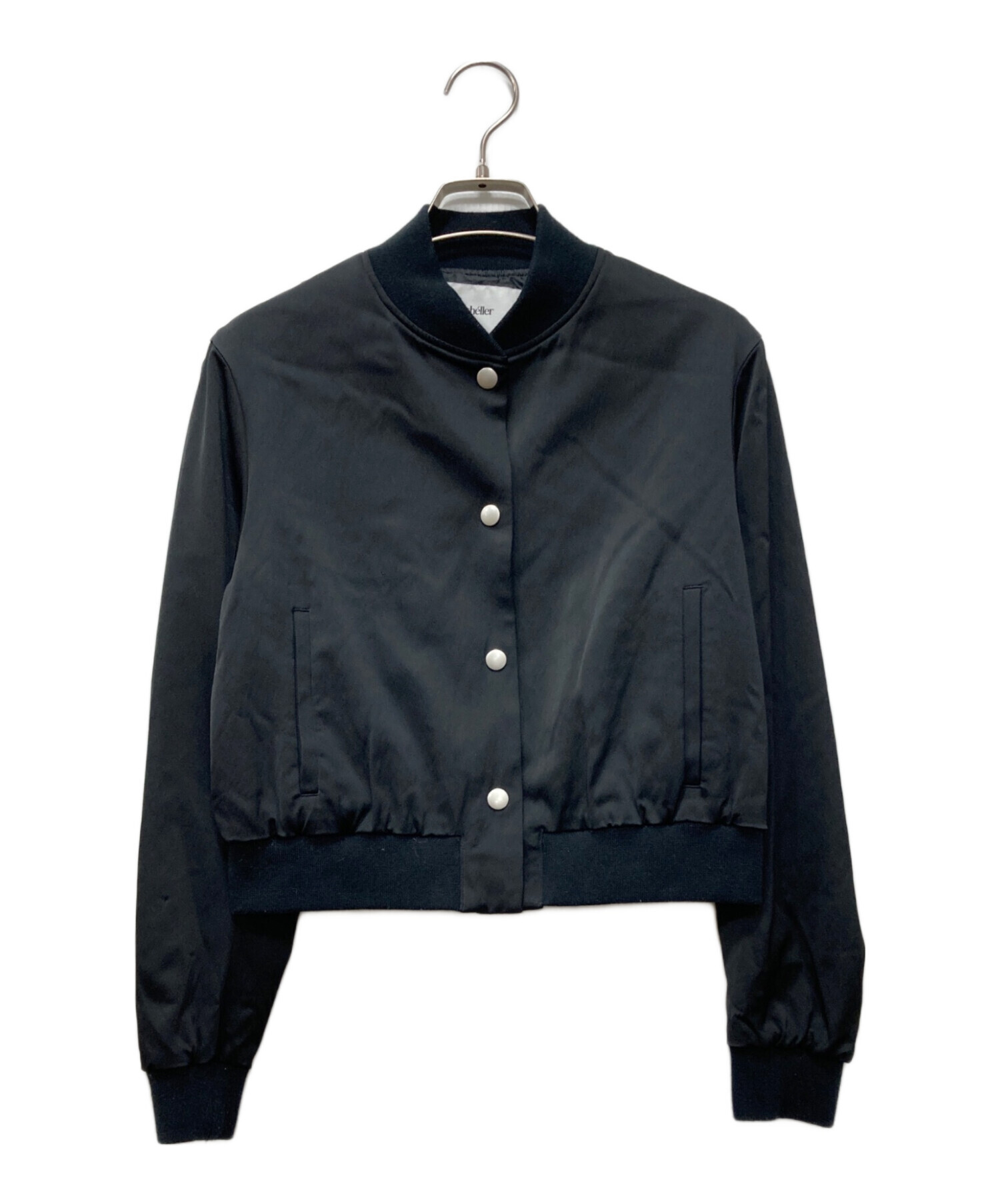shellerシェリエサテンブルゾン 中古・古着通販】sheller (シェリエ) ボタンサテンブルゾン ブラック