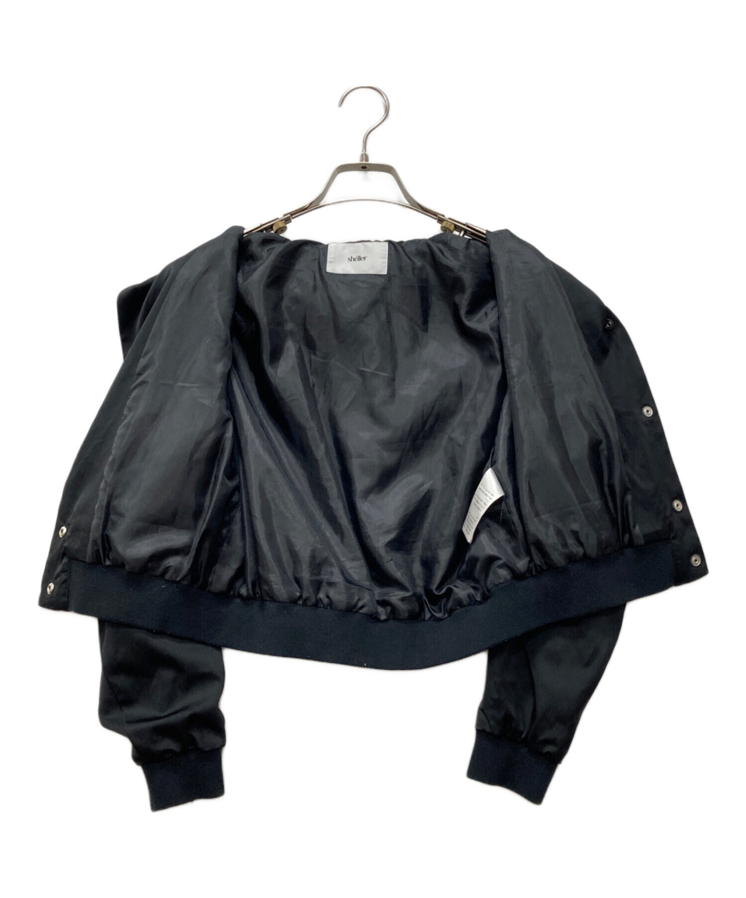 shellerシェリエサテンブルゾン 中古・古着通販】sheller (シェリエ) ボタンサテンブルゾン ブラック