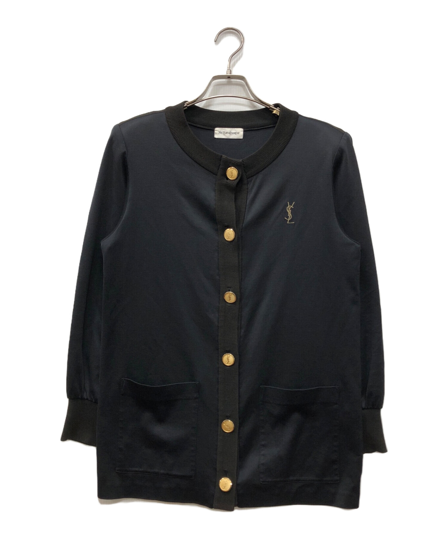 SAINT LAURENT PARIS サンローランパリ カーディガン XS 黒 【古着】【中古】【送料無料】 中古・古着通販】Yves Saint Laurent (イヴサンローラン) 金釦