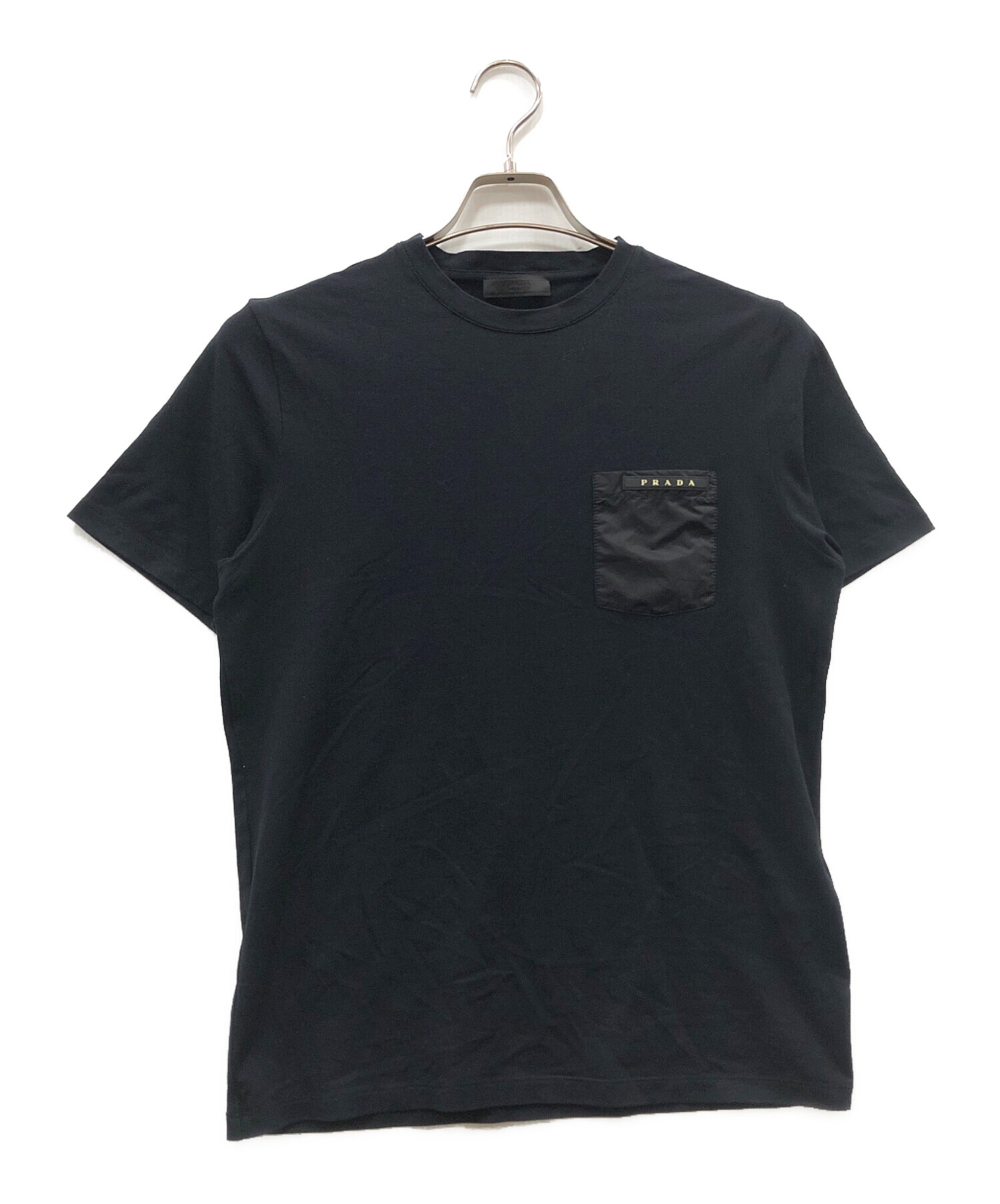 プラダ　Tシャツ　ブラック　Ｓ　未使用 中古・古着通販】PRADA (プラダ) ラバーロゴポケットTシャツ ブラック