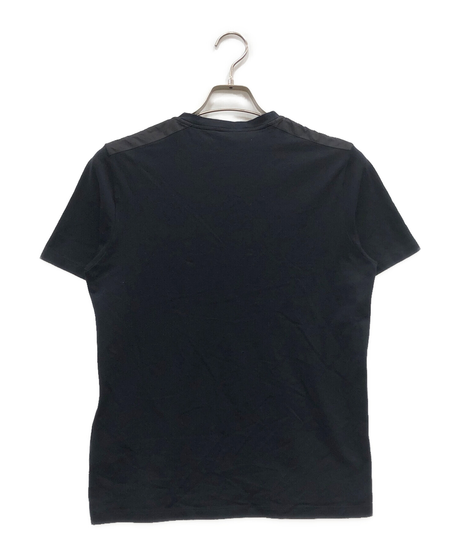 PRADA / プラダ | SJN251 / 異素材 切替 ロゴ ポケット Tシャツ | L | ブラック | レディース PRADA (プラダ) ロゴ ポケット トライアングルロゴ プレート クルー