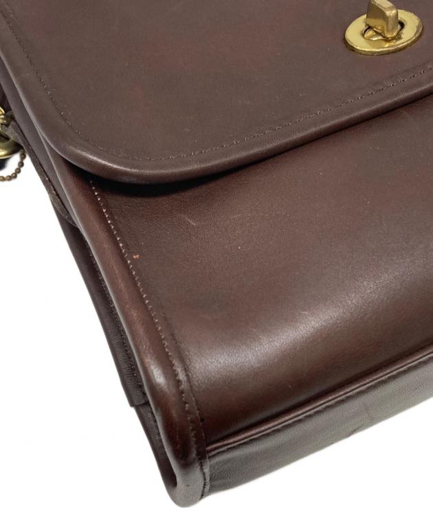 COACH 2WAY レザーバッグ　ブラウン 中古・古着通販】COACH (コーチ) ターンロック 2WAYレザーバッグ