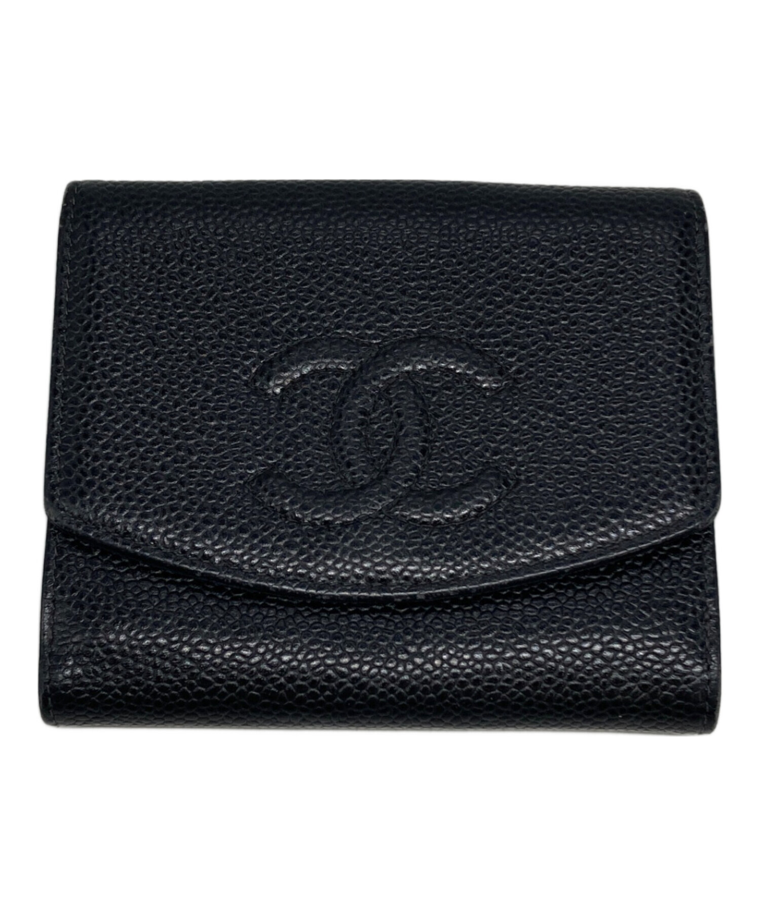 中古・古着通販】CHANEL (シャネル) ココマーク キャビアスキンWホック