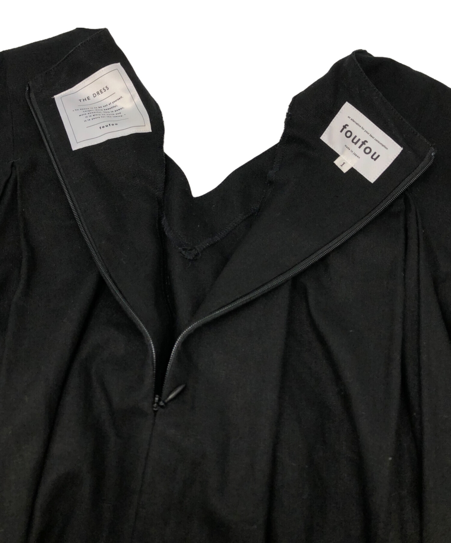 中古・古着通販】foufou (フーフー) THE DRESS #36 black linen DRESS