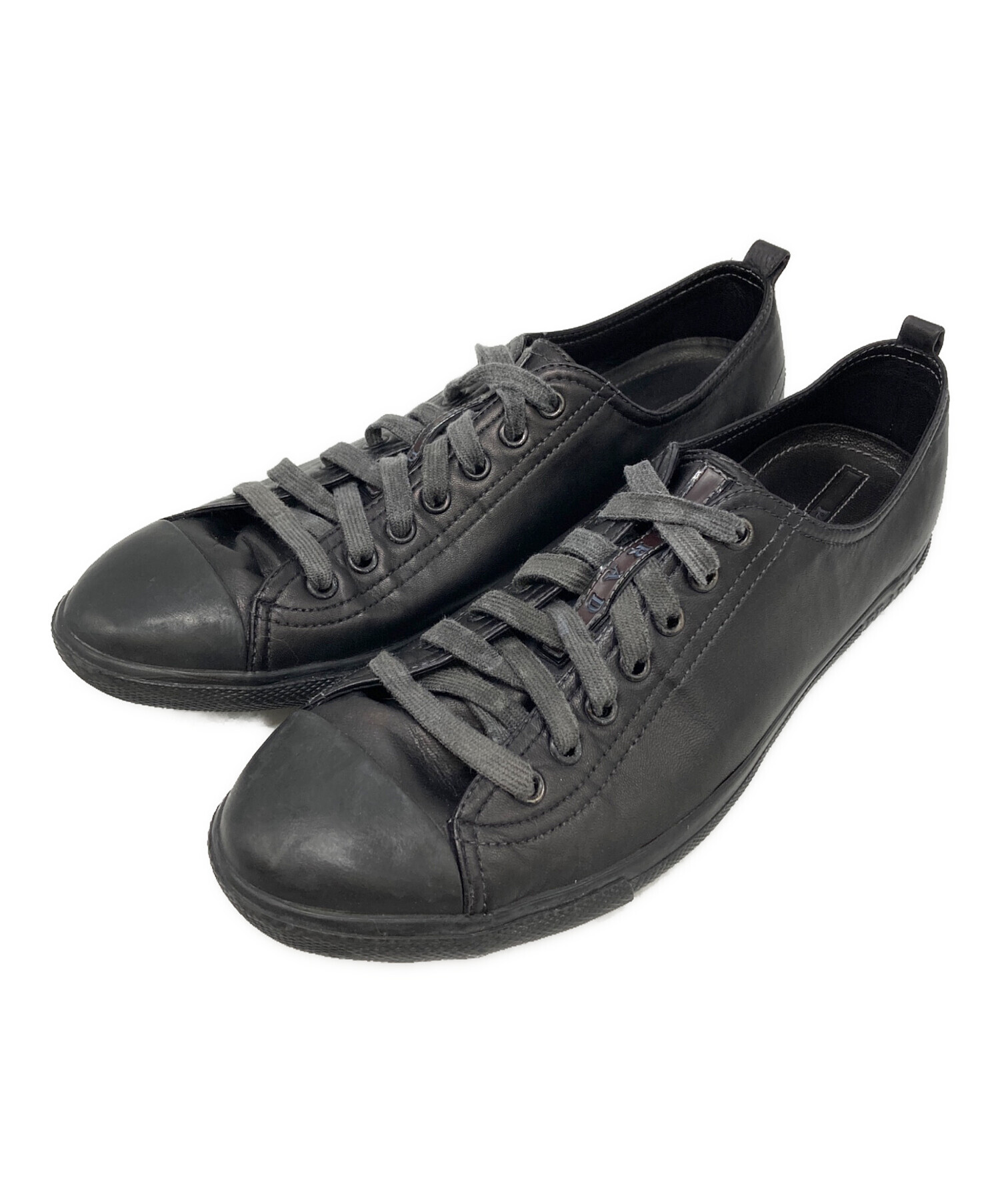 鎖*骨様 美品　PRADA SPORTS プラダ　レザースニーカー　ブラック　2 中古・古着通販】PRADA SPORTS (プラダスポーツ) レザースニーカー