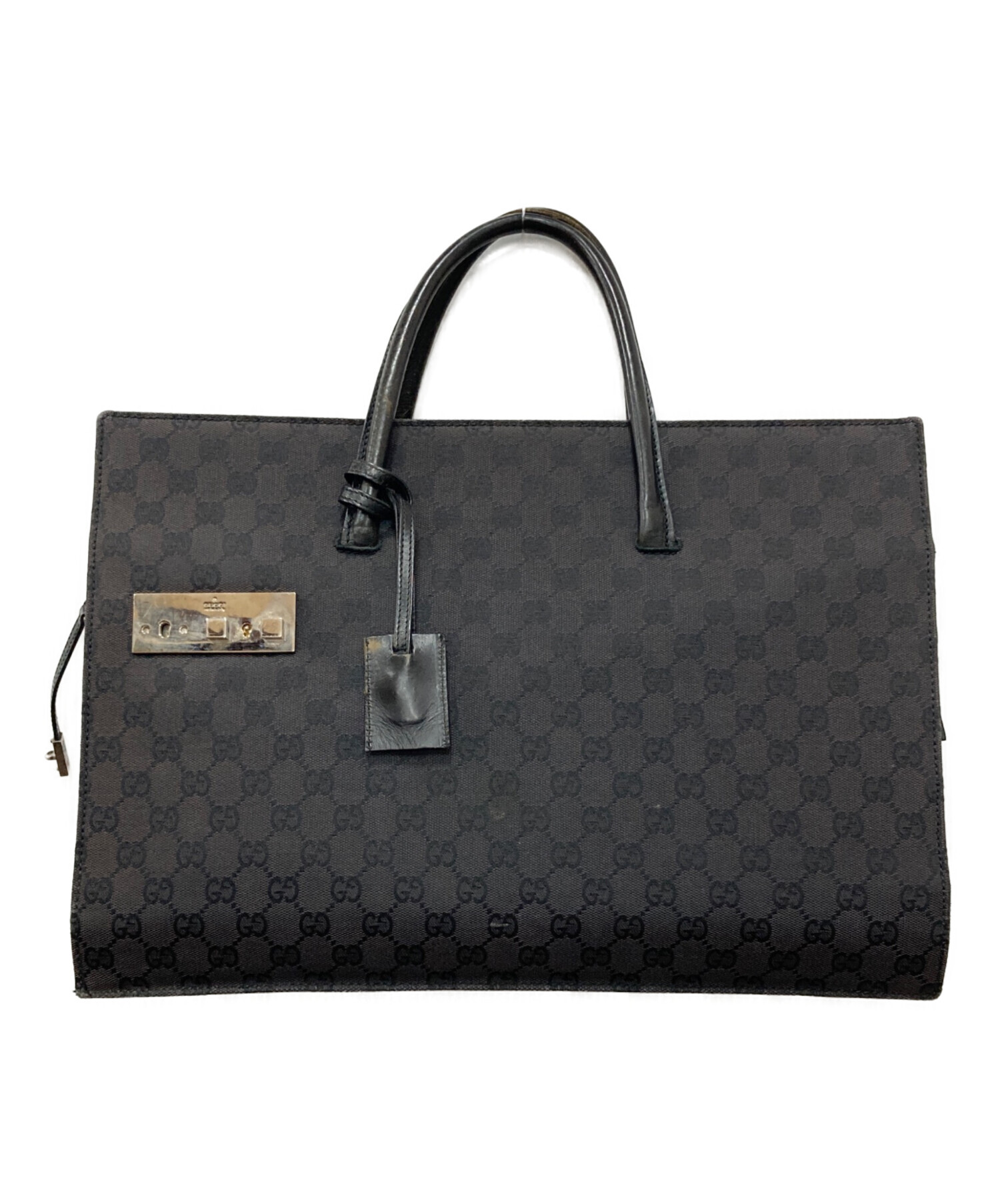 最終価格です！ GUCCIビジネスバッグ　ブラック　シマ　GG柄 中古・古着通販】GUCCI (グッチ) GGキャンバスビジネスバッグ ブラック