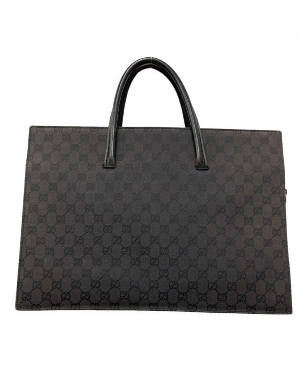 GUCCI ブラック ビジネスバッグ 中古・古着通販】GUCCI (グッチ) GGキャンバスビジネスバッグ ブラック