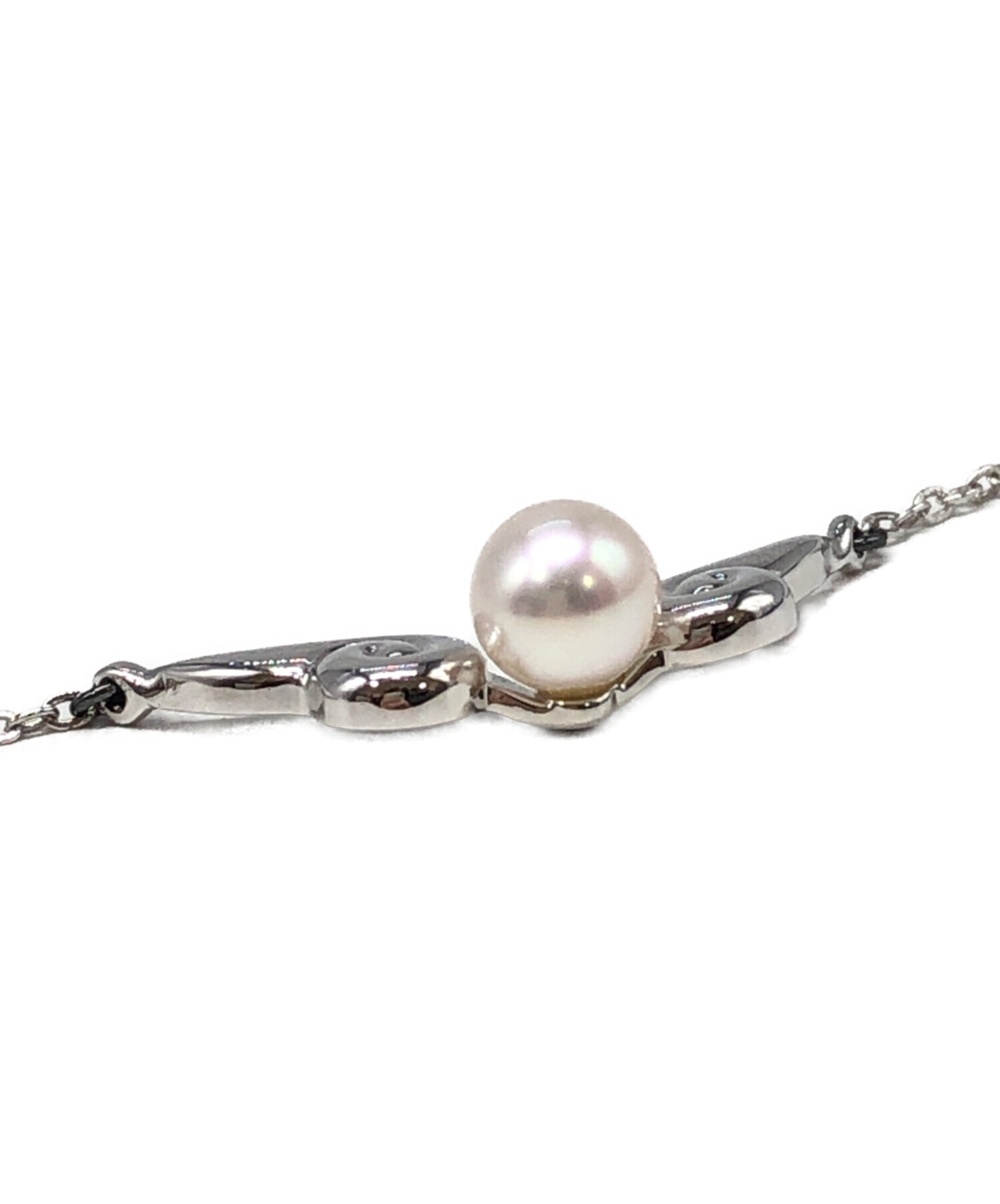 MIKIMOTO ミキモト チャーム  シルバー 【古着】【中古】【送料無料】 中古・古着通販】MIKIMOTO (ミキモト) 1粒パールネックレス シルバー