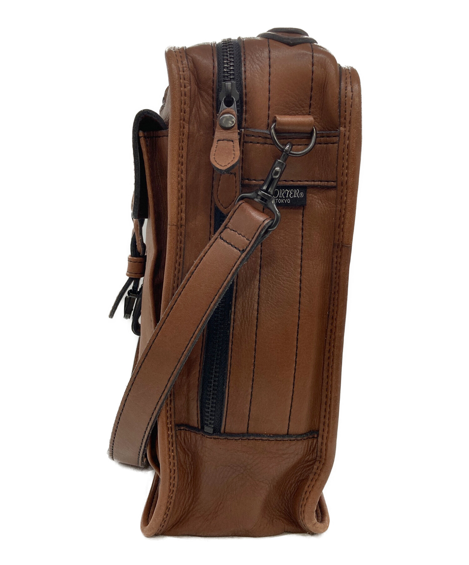 中古・古着通販】PORTER (ポーター) バロンレザー2WAYバッグ ブラウン