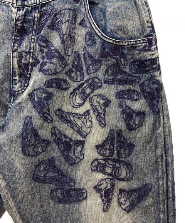 中古・古着通販】JORDAN (ジョーダン) 刺繍バギーデニムパンツ ブルー