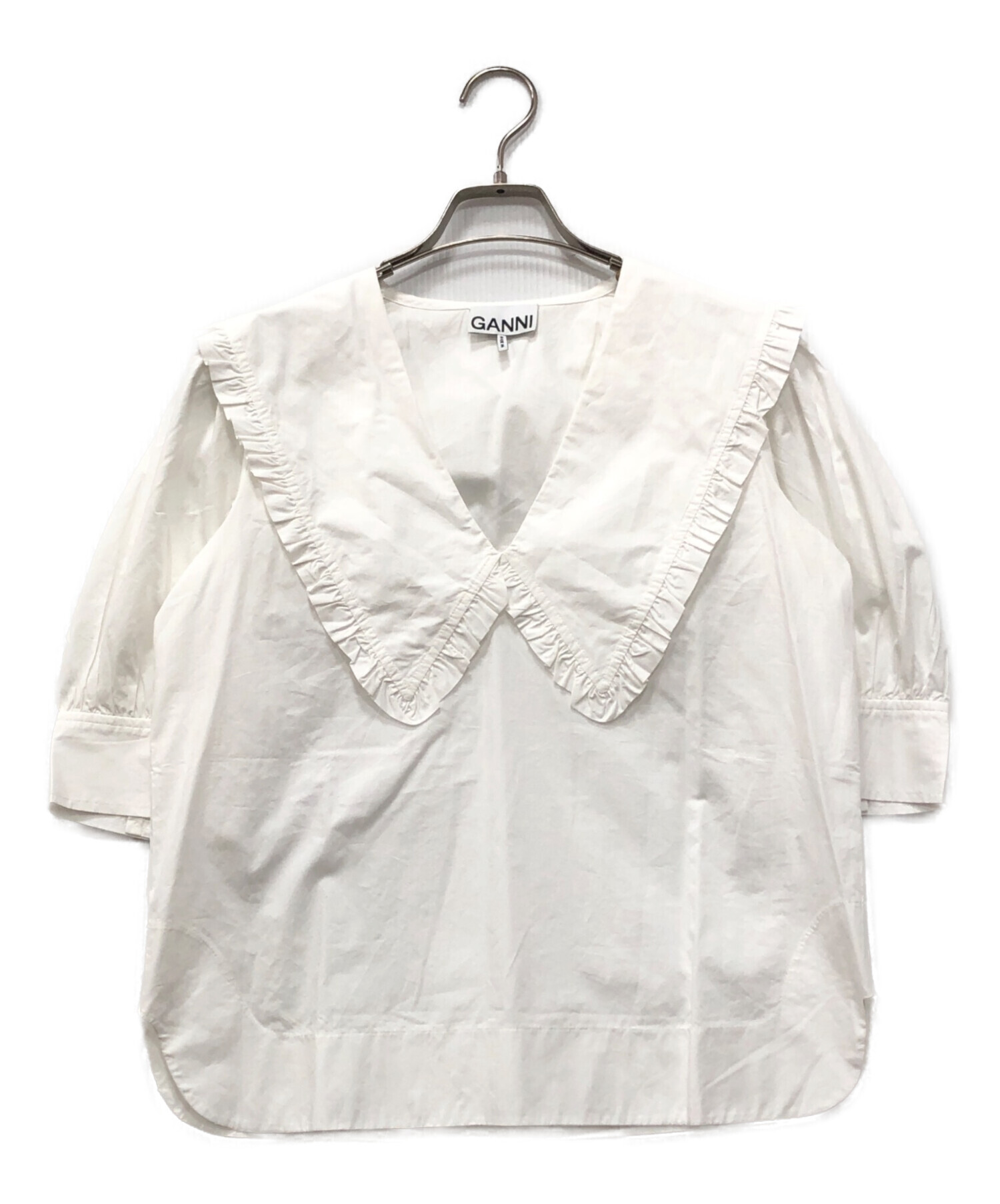 中古・古着通販】GANNI (ガニー) コットンポプリン Vネックラッフル