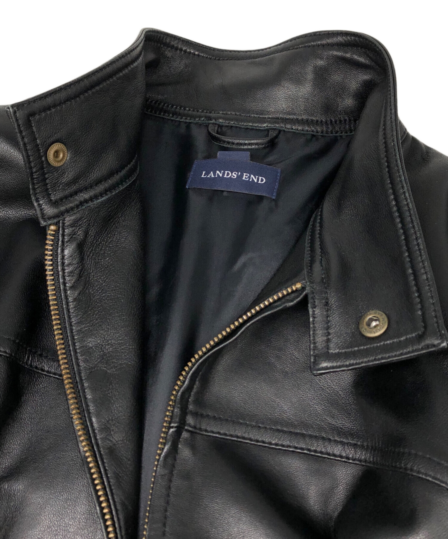 LANDS' END｜ラムスキン レザージャケット 本革 黒 S（M相当） 中古・古着通販】LAND'S END (ランズエンド) ラムスキンレザー
