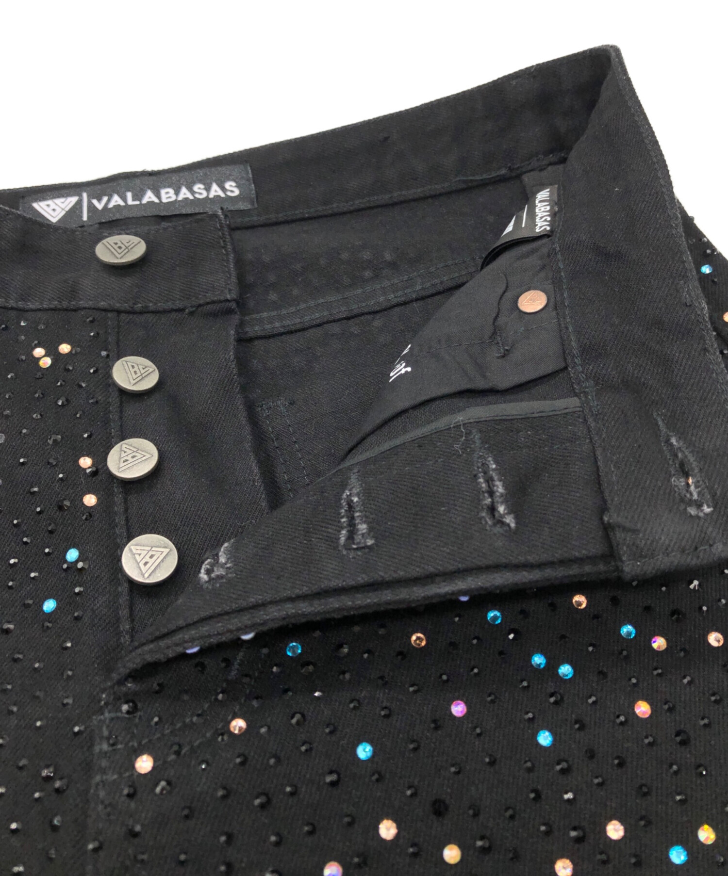 中古・古着通販】VALABASAS (バラバサス) ラインストーンフレアパンツ