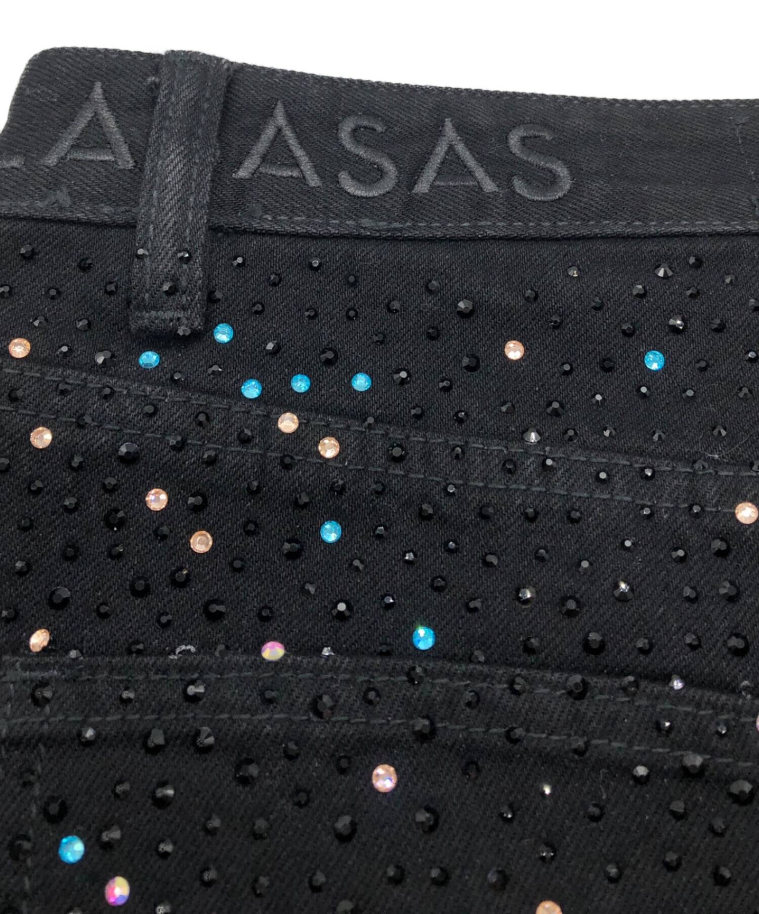中古・古着通販】VALABASAS (バラバサス) ラインストーンフレアパンツ 
