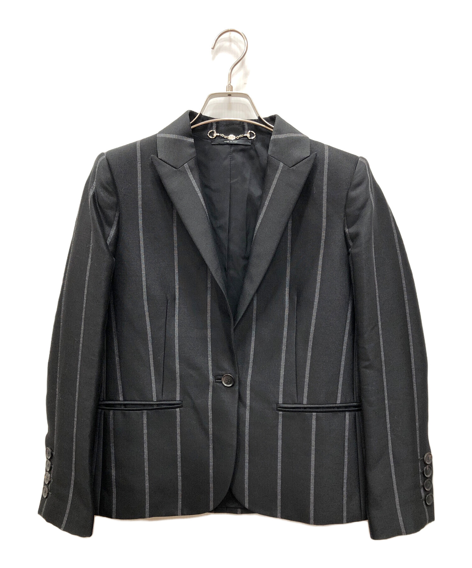 中古・古着通販】GUCCI (グッチ) シルク混 ストライプ1Bジャケット
