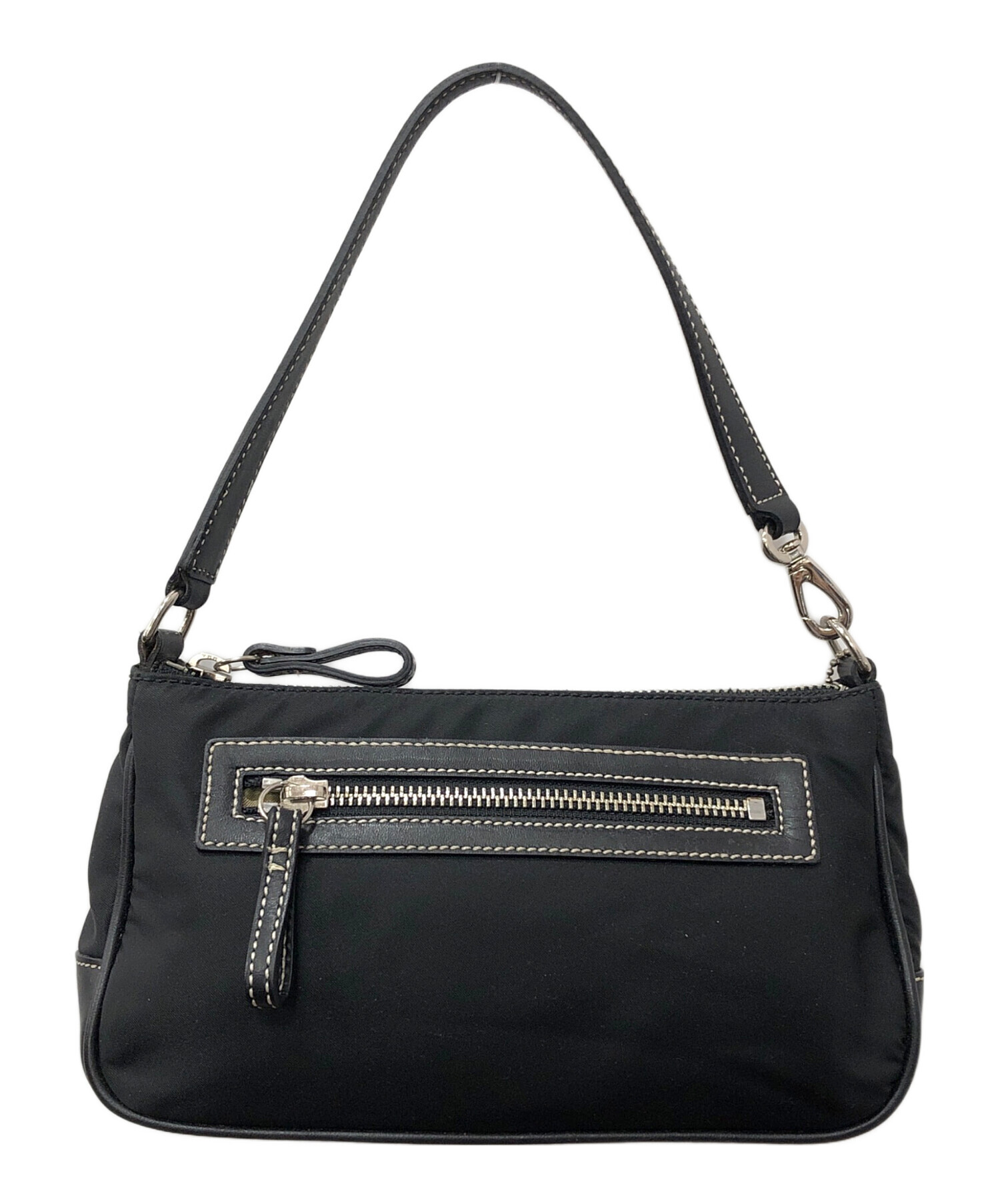 COACH コーチ シグネチャー ブラック アクセサリーポーチ 中古・古着通販】COACH (コーチ) ナイロンアクセサリーポーチ ブラック