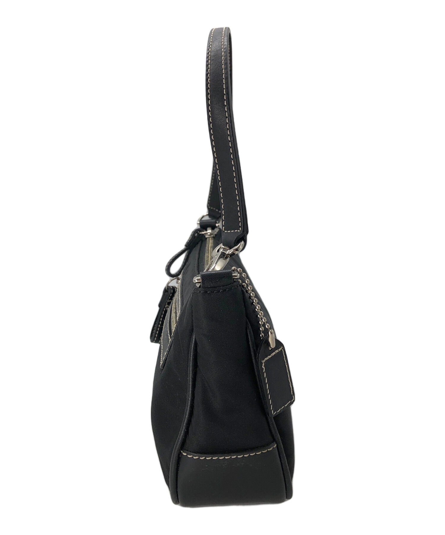 中古・古着通販】COACH (コーチ) ナイロンアクセサリーポーチ ブラック