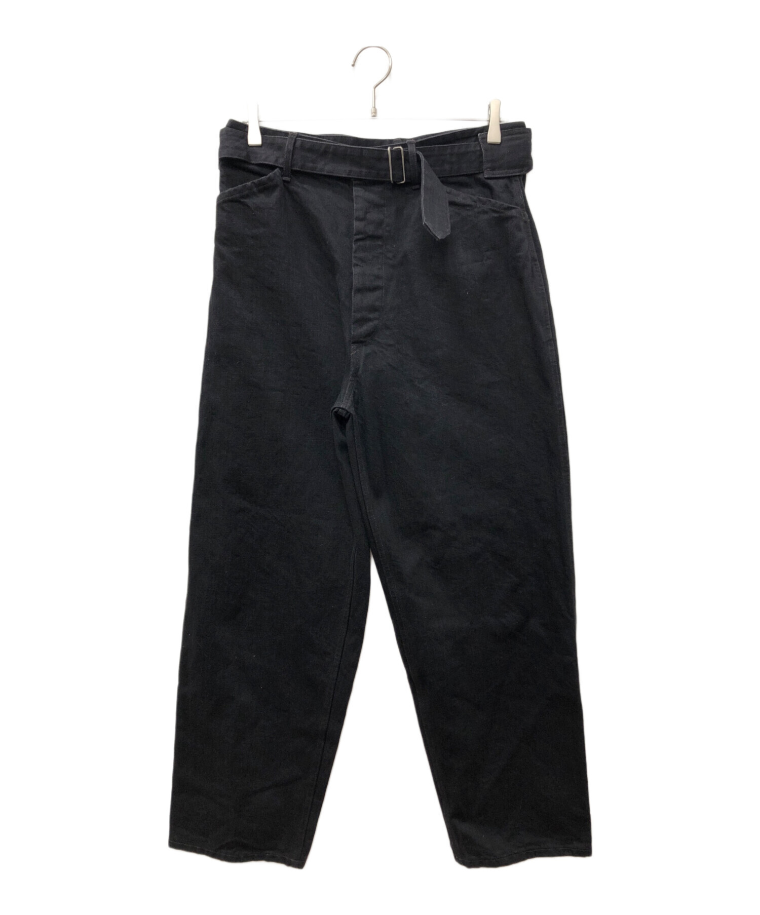 中古・古着通販】COMOLI (コモリ) ベルテッドパンツ ブラック サイズ 