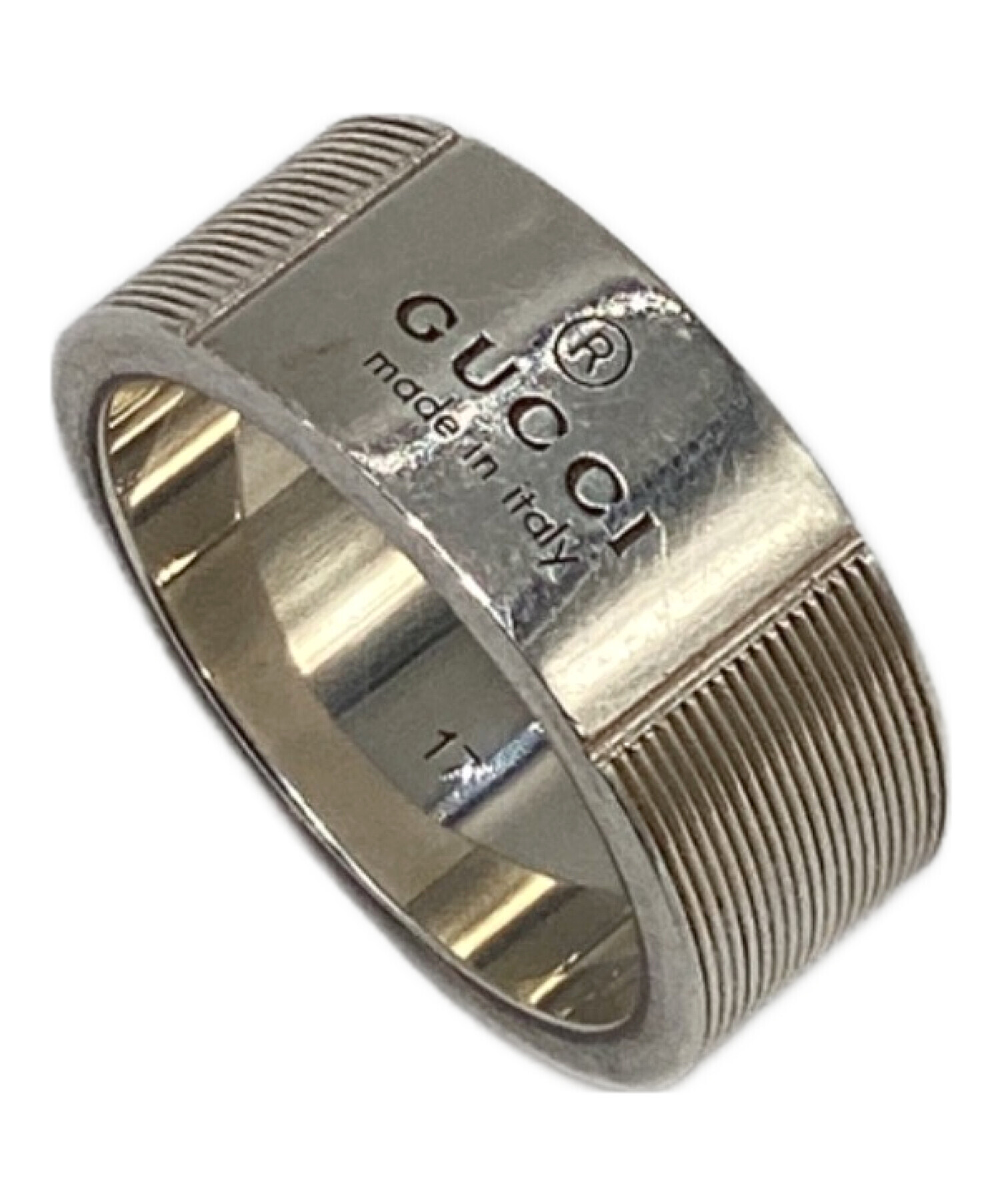 中古・古着通販】GUCCI (グッチ) ロゴリング シルバー サイズ:17