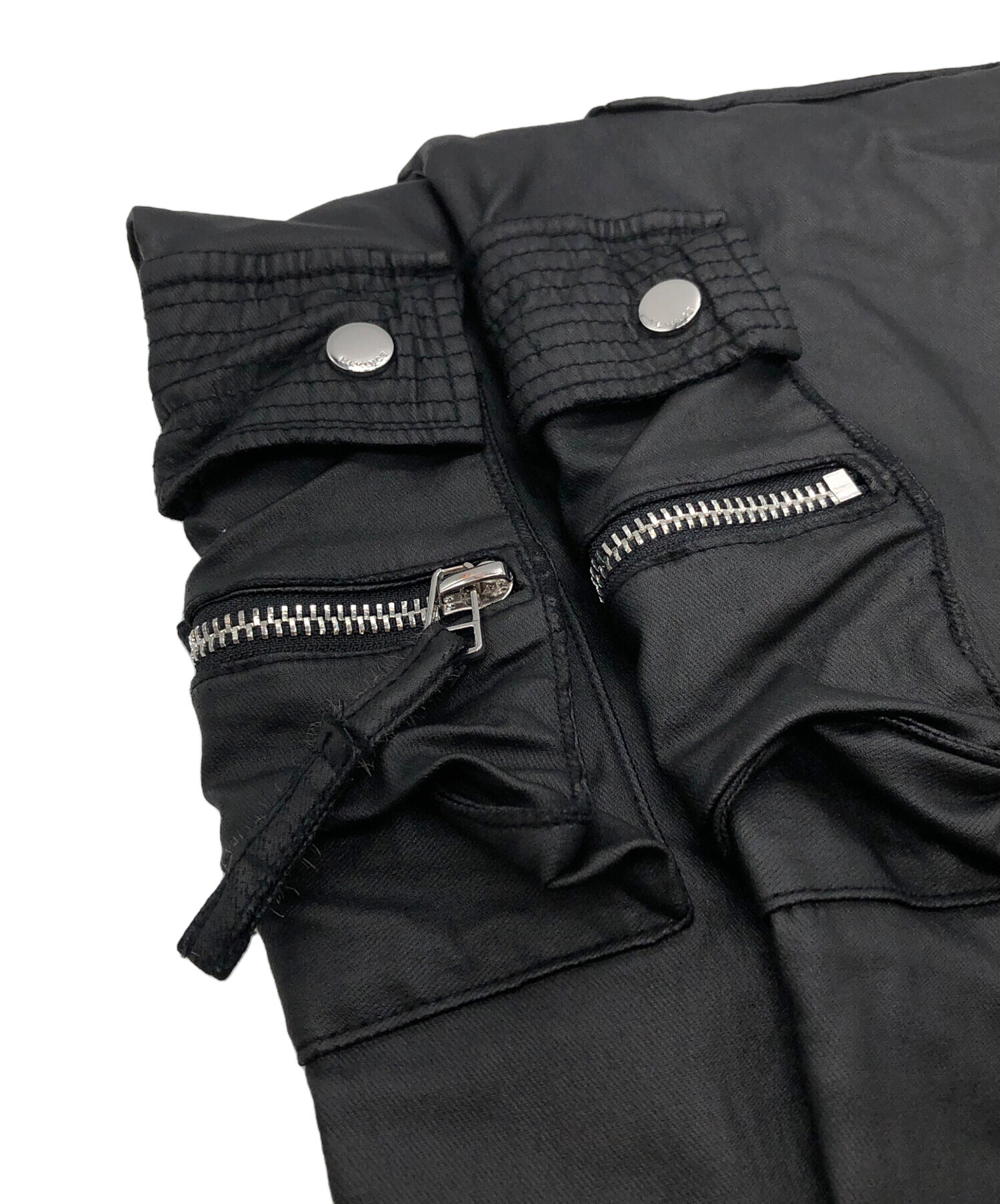 MLVINCE カーゴパンツ　34 ナイロン　ブラック 中古・古着通販】MLVINCE (メルヴィンス) エコレザーカーゴパンツ
