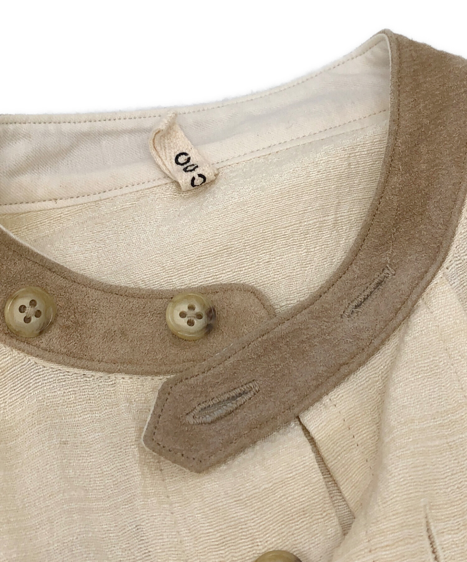 CCU SILK×PIG SUEDE バンドカラーシャツ 中古・古着通販】CCU (シーシーユー) シルク×ピッグスウェードバンド