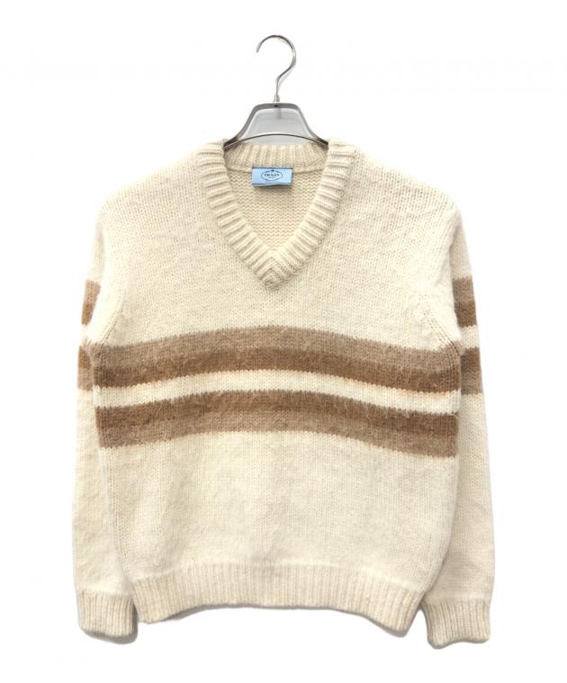 中古・古着通販】PRADA (プラダ) アルパカVネックニット ベージュ